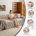 OHSIO Sucre Geometric Chenille Sofa Throw Cover – Washable Non-Slip Couch Protector