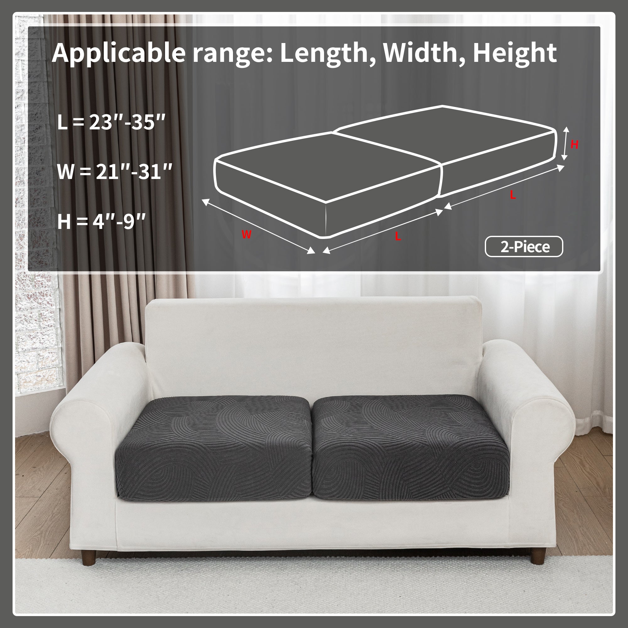 OHSIO Couch Cushion Covers for Sectional and L Shaped Sofa, Stretch Soft Sofa Covers Washable Wear Resistant Slipcovers Furniture Protector Pet-Friendly