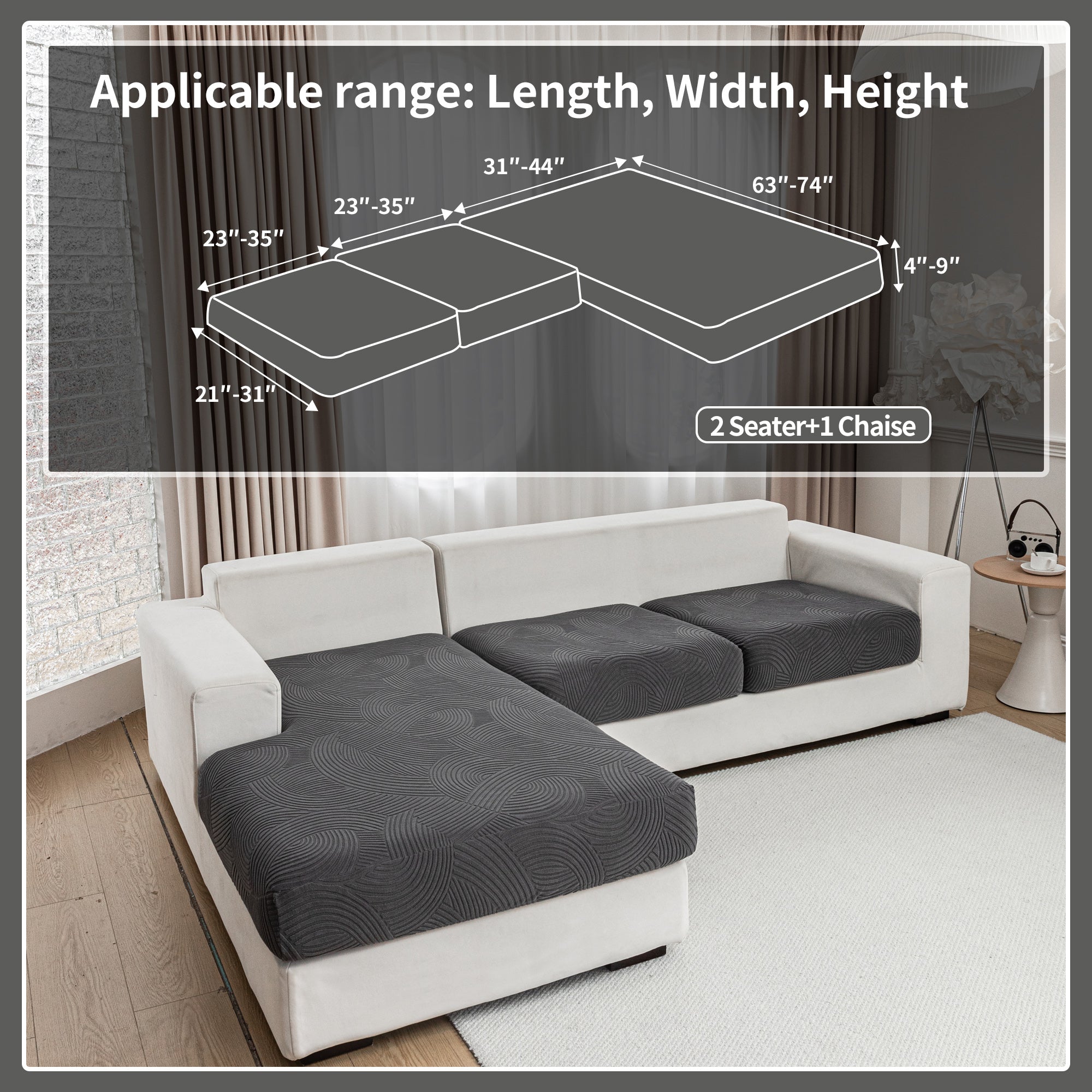 OHSIO Couch Cushion Covers for Sectional and L Shaped Sofa, Stretch Soft Sofa Covers Washable Wear Resistant Slipcovers Furniture Protector Pet-Friendly