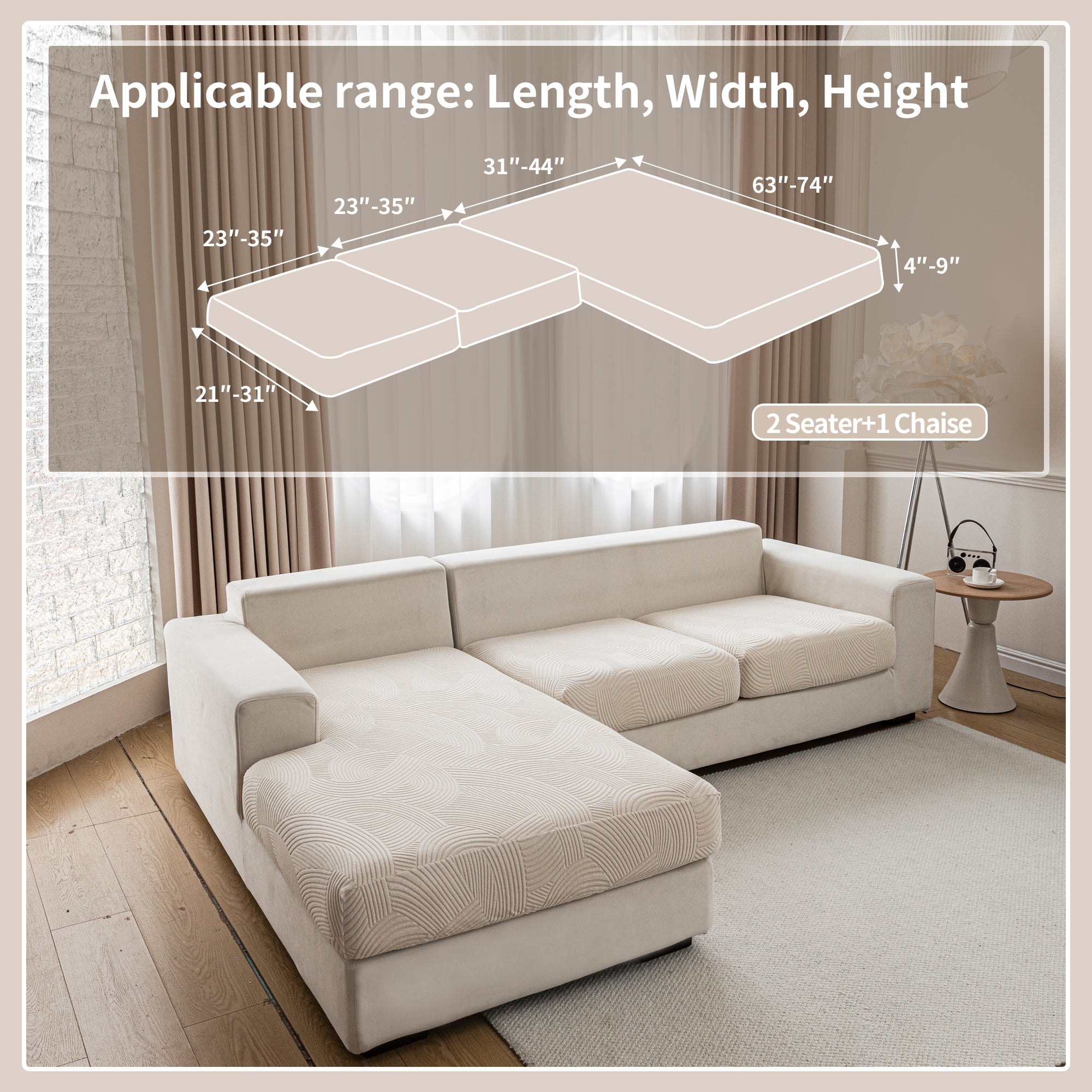 OHSIO Couch Cushion Covers for Sectional and L Shaped Sofa, Stretch Soft Sofa Covers Washable Wear Resistant Slipcovers Furniture Protector Pet-Friendly