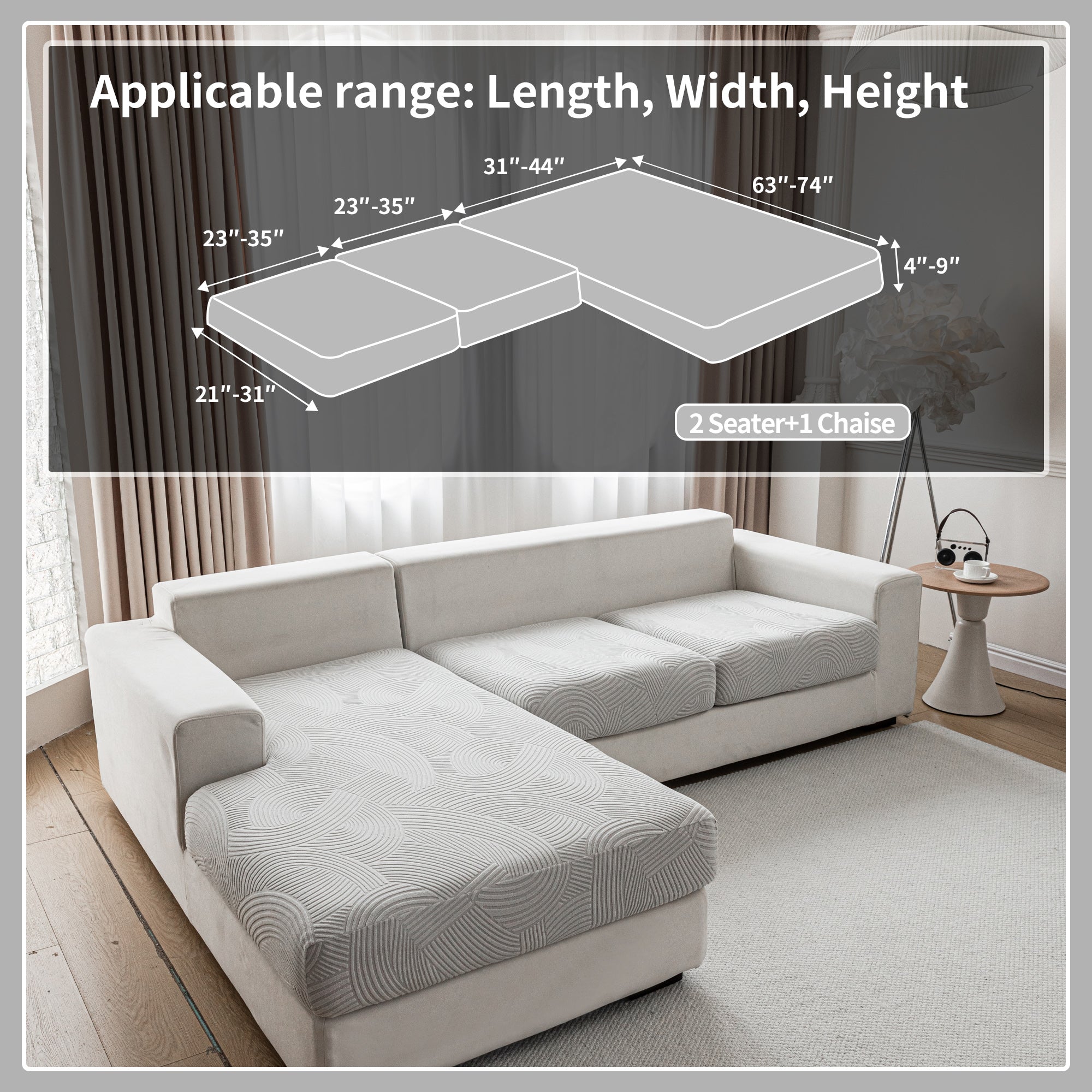 OHSIO Couch Cushion Covers for Sectional and L Shaped Sofa, Stretch Soft Sofa Covers Washable Wear Resistant Slipcovers Furniture Protector Pet-Friendly