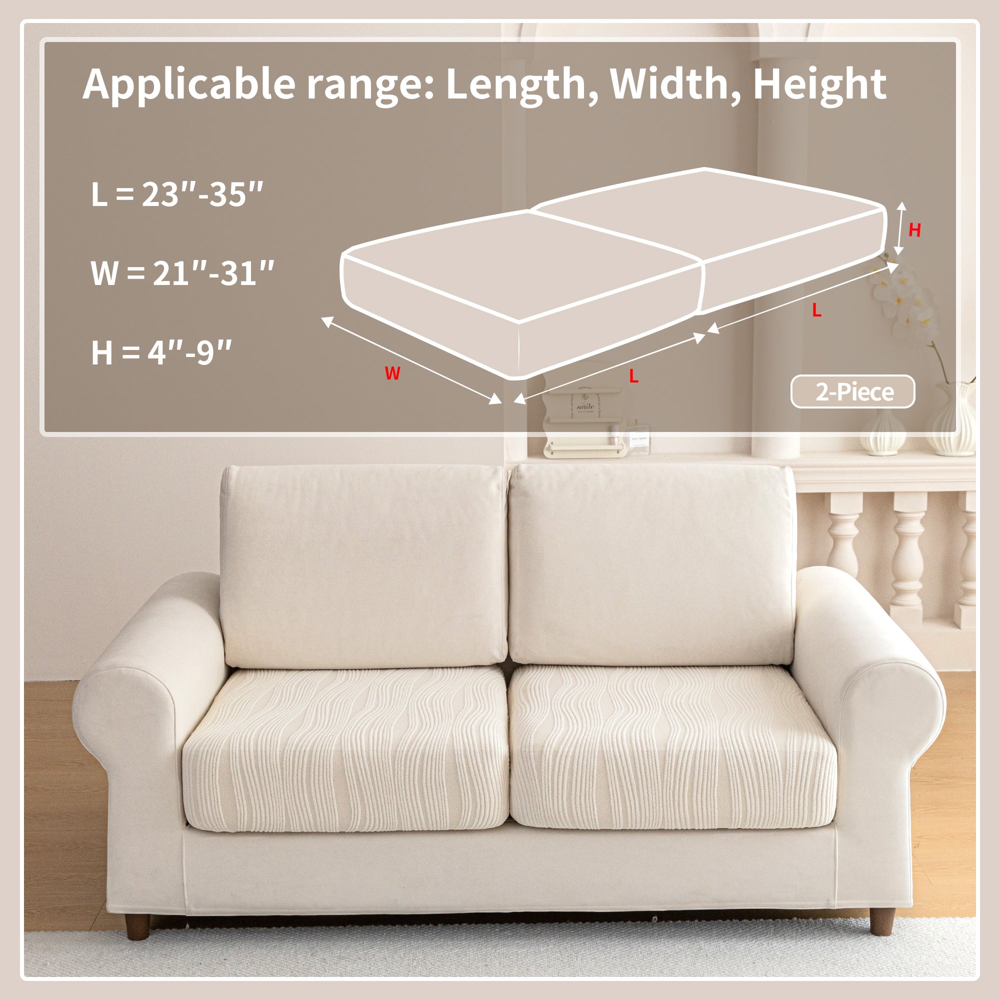 导OHSIO Couch Cushion Covers, Super Stretch Washable Sofa Slipcovers for L Shaped & Modular Seats, Pet-Friendly Furniture Protector with Stripe Design