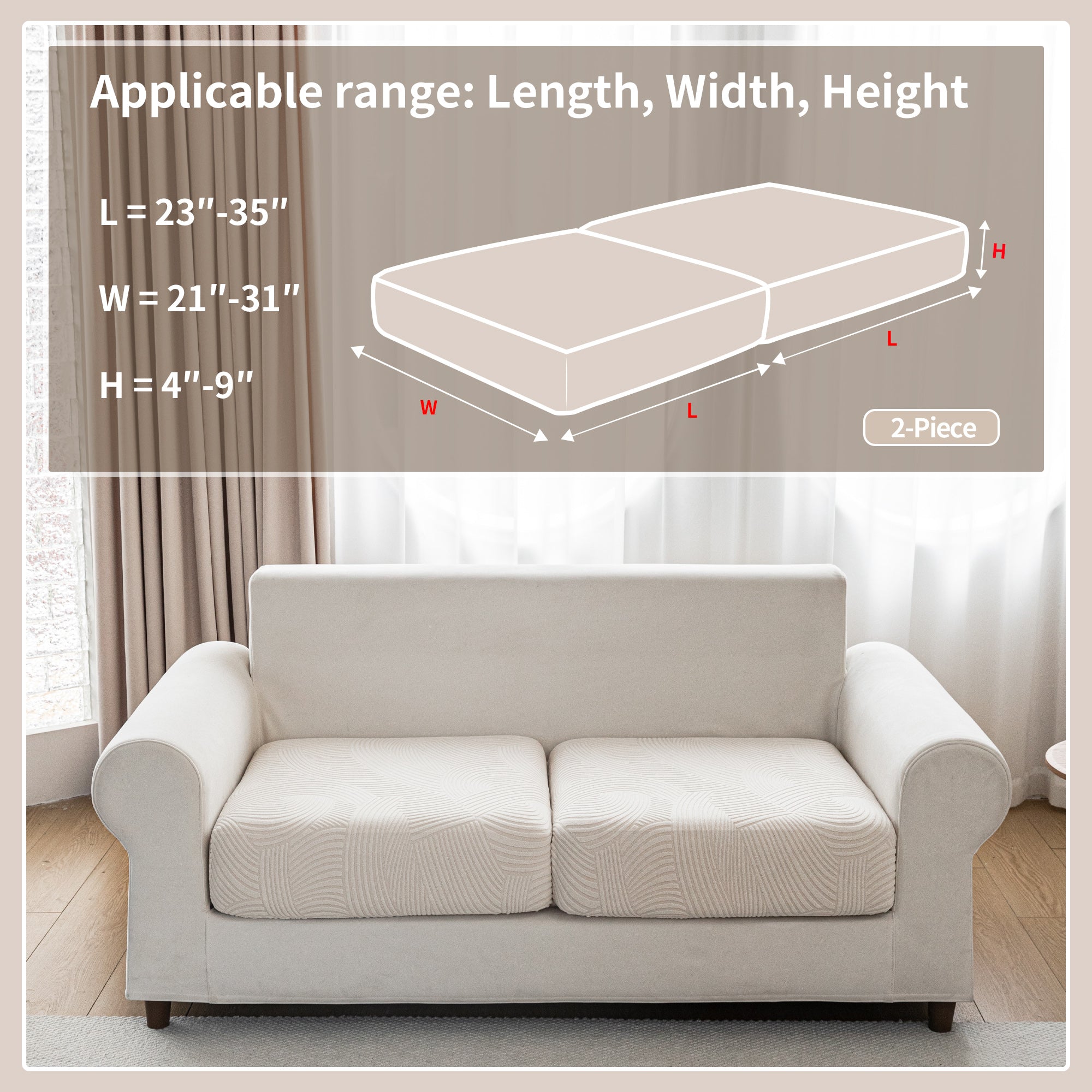 OHSIO Couch Cushion Covers for Sectional and L Shaped Sofa, Stretch Soft Sofa Covers Washable Wear Resistant Slipcovers Furniture Protector Pet-Friendly