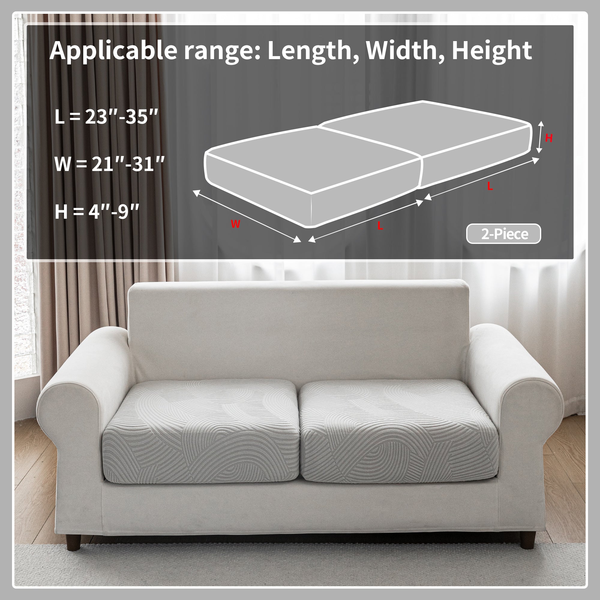 OHSIO Couch Cushion Covers for Sectional and L Shaped Sofa, Stretch Soft Sofa Covers Washable Wear Resistant Slipcovers Furniture Protector Pet-Friendly