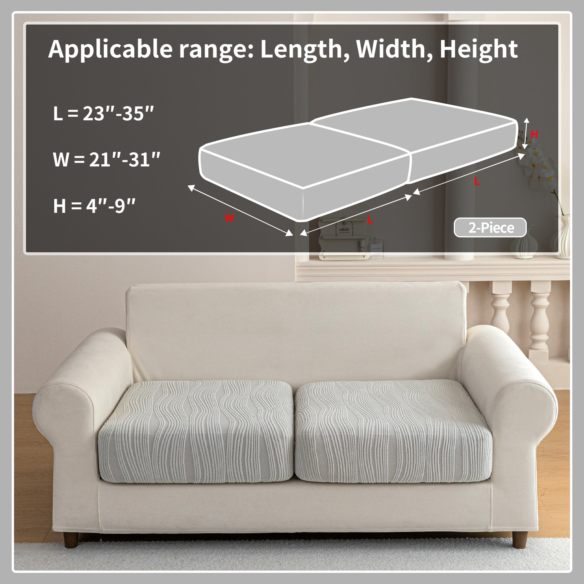 导OHSIO Couch Cushion Covers, Super Stretch Washable Sofa Slipcovers for L Shaped & Modular Seats, Pet-Friendly Furniture Protector with Stripe Design