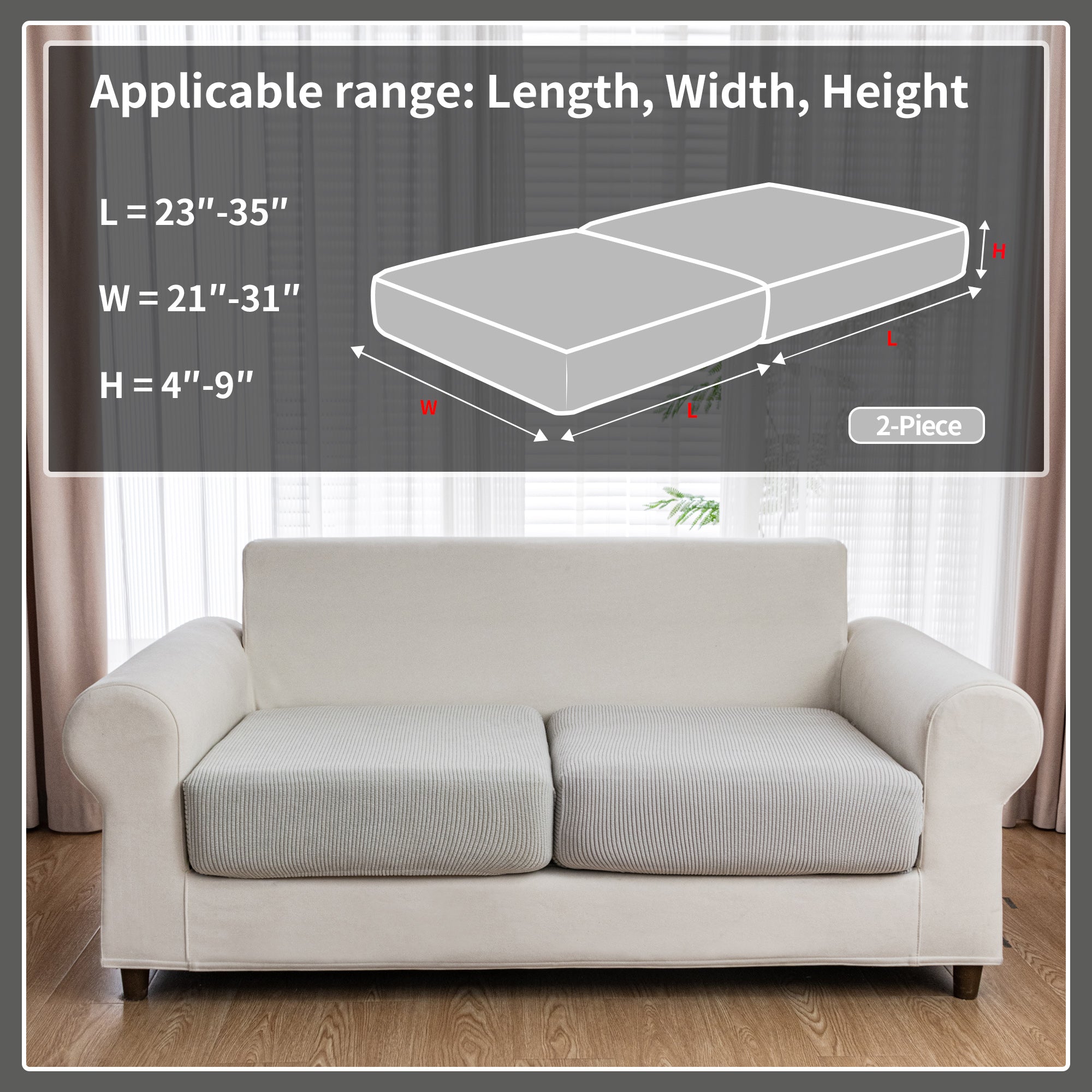 OHSIO Couch Cushion Covers, Comfort Soft Magic Sofa Covers Washable Stretch Resistant Slipcovers for Sectional and L Shaped Seats Furniture Protectors for Pets