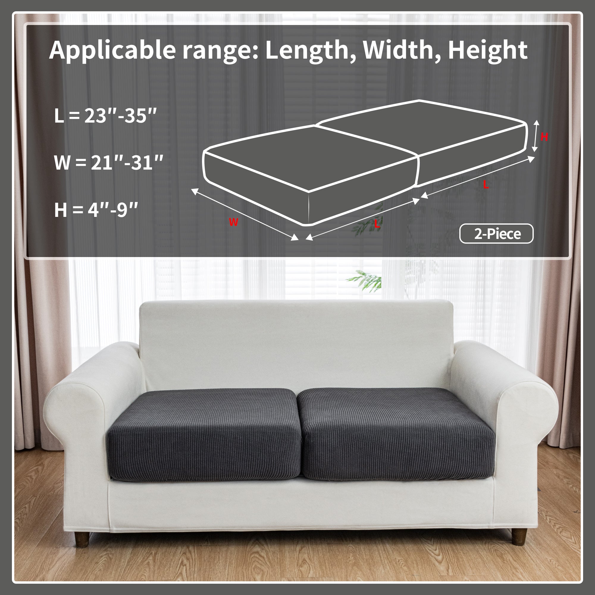OHSIO Couch Cushion Covers, Comfort Soft Magic Sofa Covers Washable Stretch Resistant Slipcovers for Sectional and L Shaped Seats Furniture Protectors for Pets