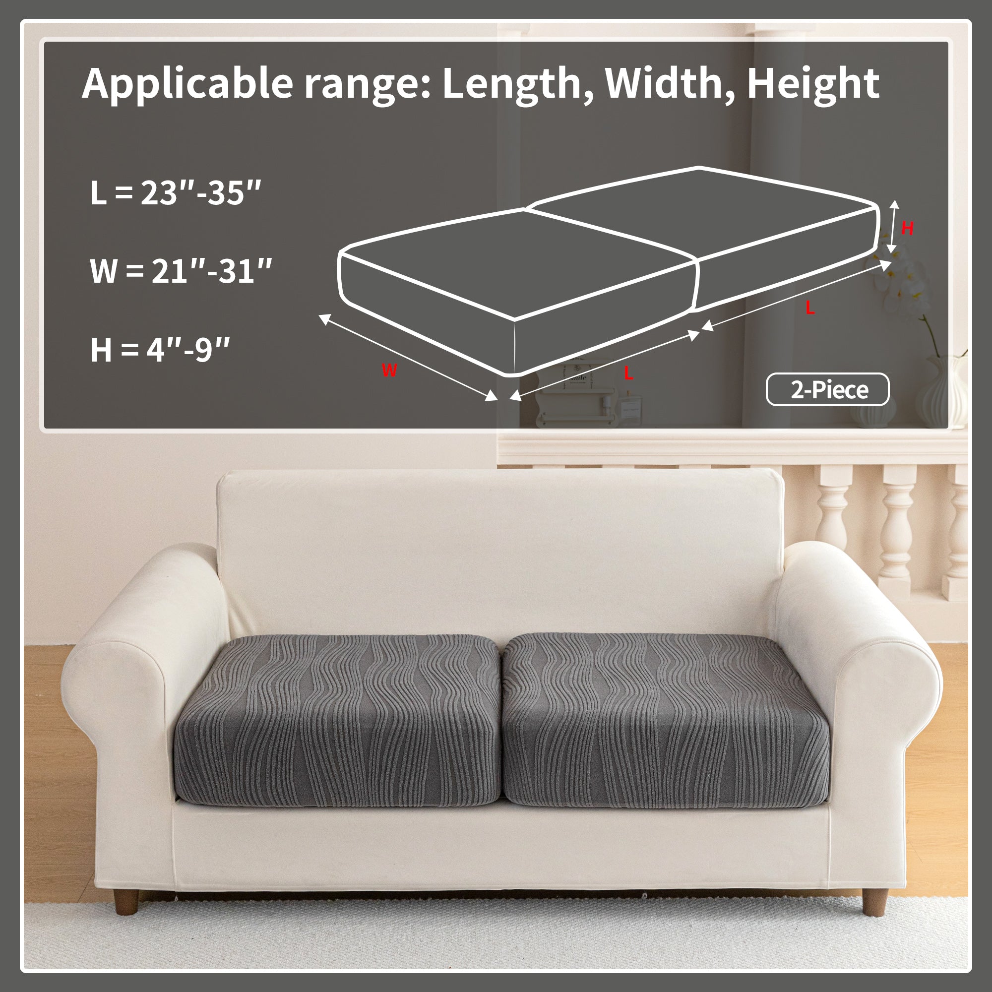 导OHSIO Couch Cushion Covers, Super Stretch Washable Sofa Slipcovers for L Shaped & Modular Seats, Pet-Friendly Furniture Protector with Stripe Design