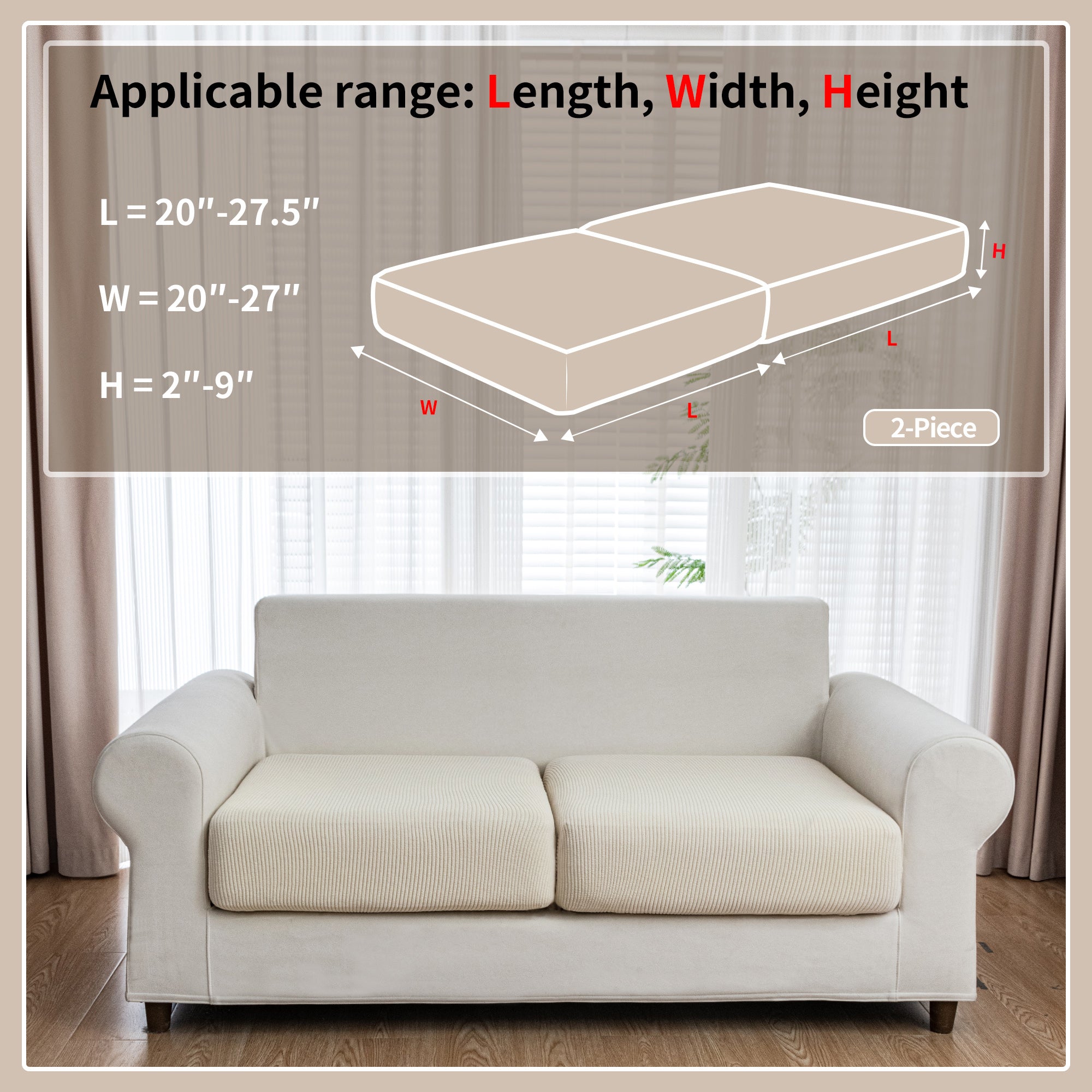 OHSIO Couch Cushion Covers, Comfort Soft Magic Sofa Covers Washable Stretch Resistant Slipcovers for Sectional and L Shaped Seats Furniture Protectors for Pets