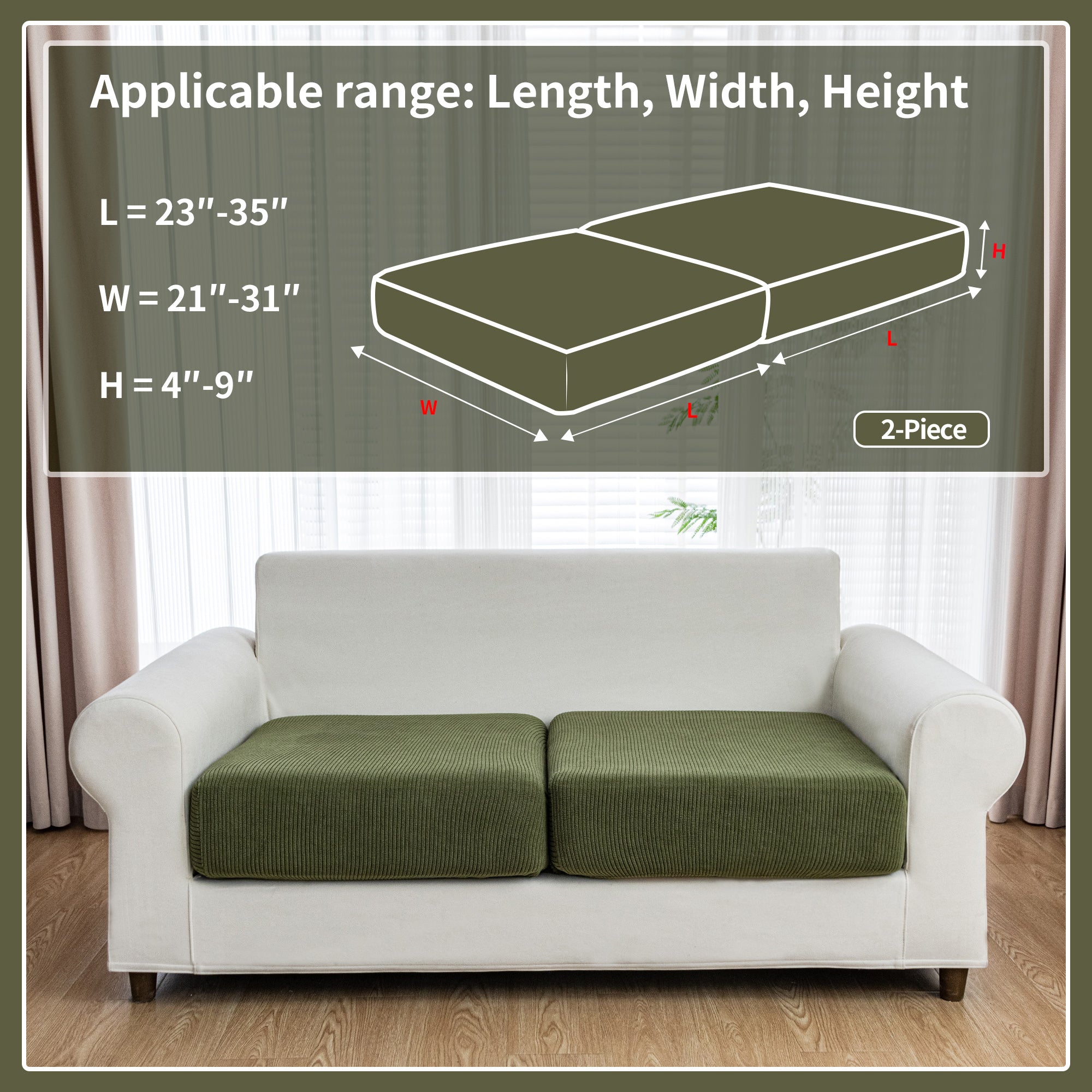 OHSIO Couch Cushion Covers, Comfort Soft Magic Sofa Covers Washable Stretch Resistant Slipcovers for Sectional and L Shaped Seats Furniture Protectors for Pets