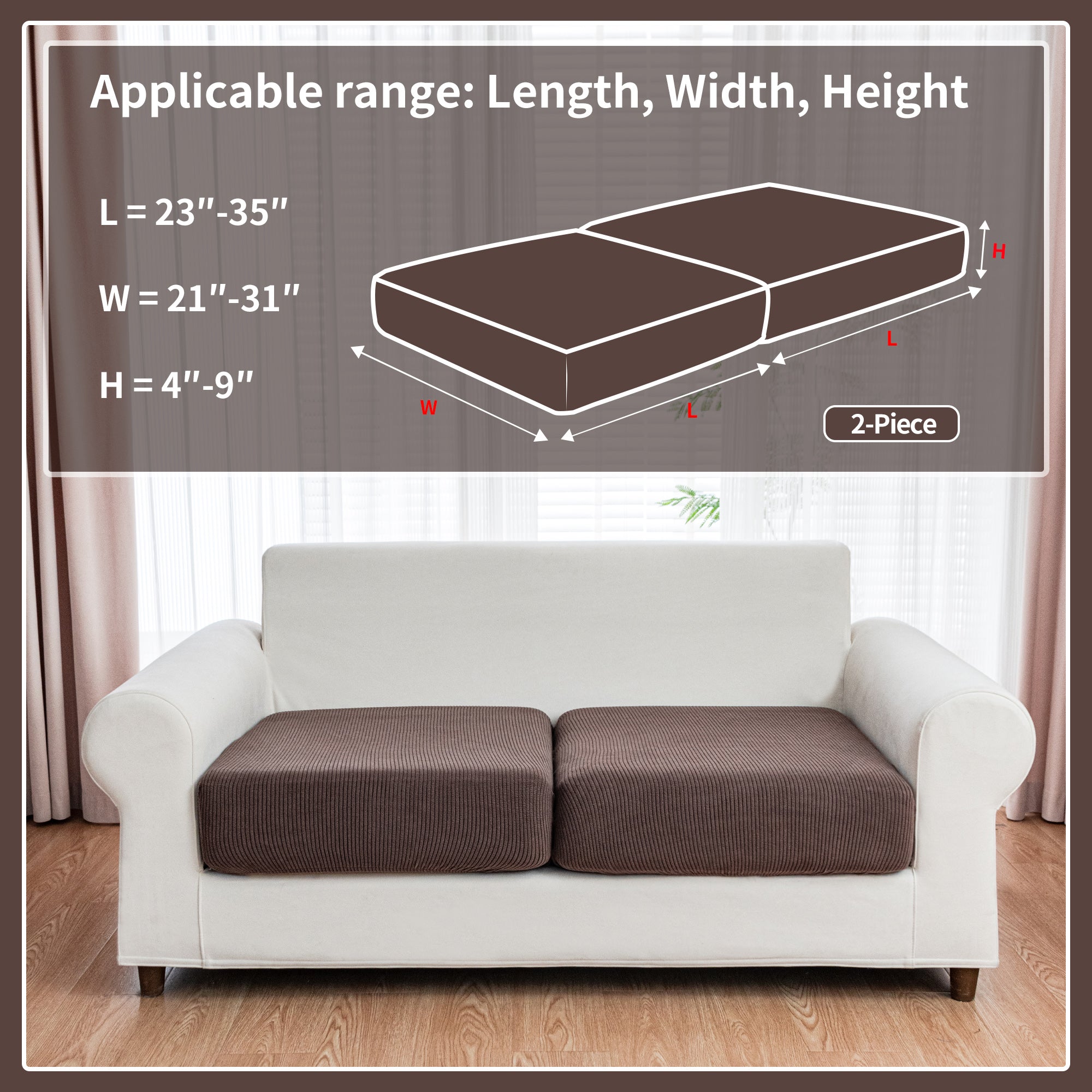 OHSIO Couch Cushion Covers, Comfort Soft Magic Sofa Covers Washable Stretch Resistant Slipcovers for Sectional and L Shaped Seats Furniture Protectors for Pets