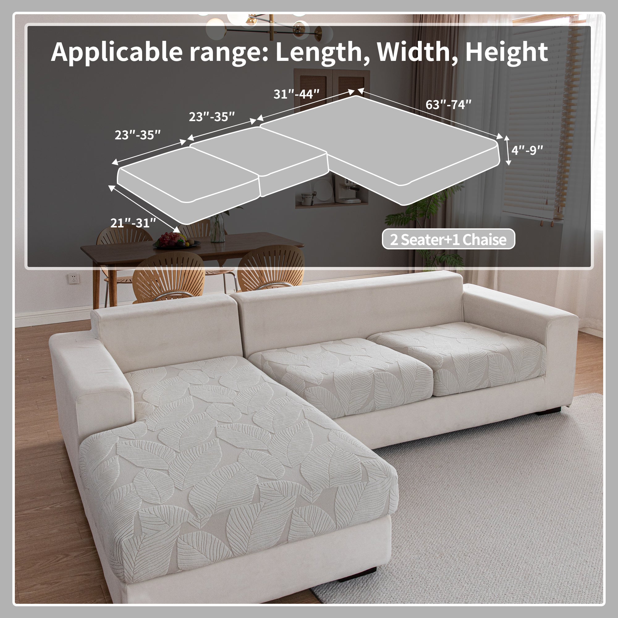 OHSIO Couch Covers for Sectional Sofa, Washable Stretch Soft Sofa Cushion Covers L Shape Sofa Slipcovers Anti Slip Furniture Decor Protector for Pets