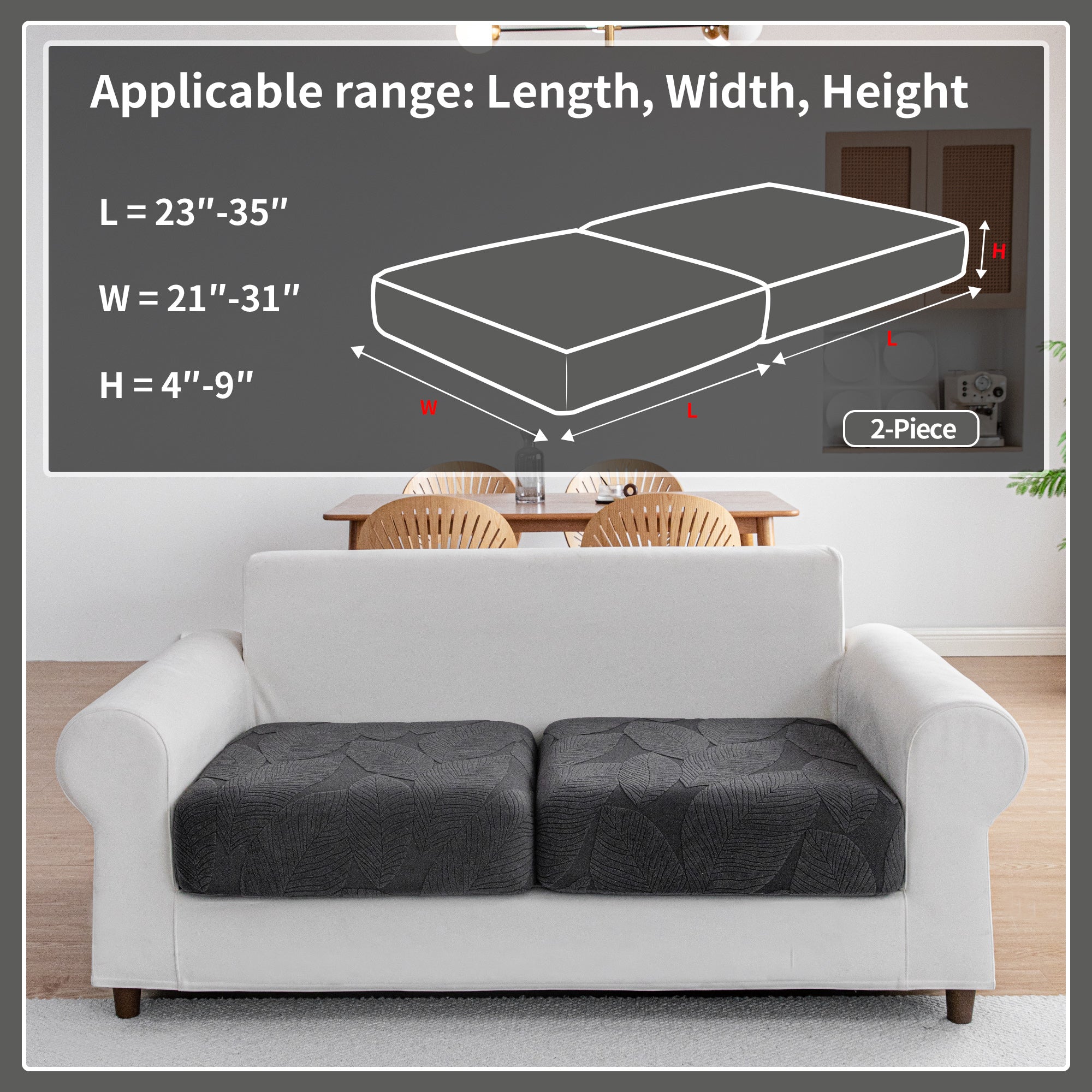 OHSIO Couch Covers for Sectional Sofa, Washable Stretch Soft Sofa Cushion Covers L Shape Sofa Slipcovers Anti Slip Furniture Decor Protector for Pets