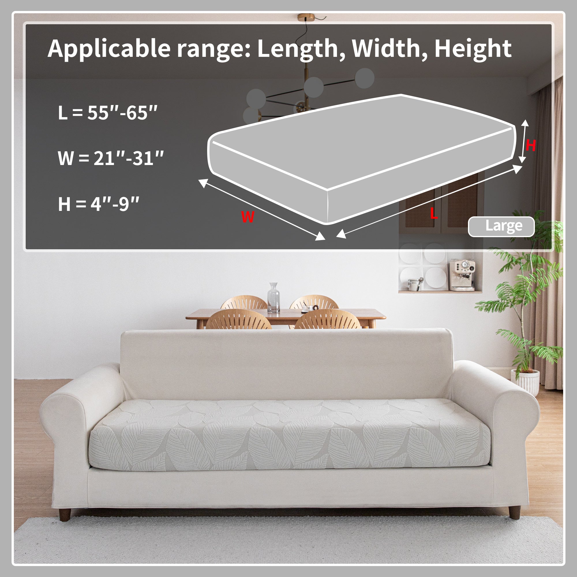 OHSIO Couch Covers for Sectional Sofa, Washable Stretch Soft Sofa Cushion Covers L Shape Sofa Slipcovers Anti Slip Furniture Decor Protector for Pets