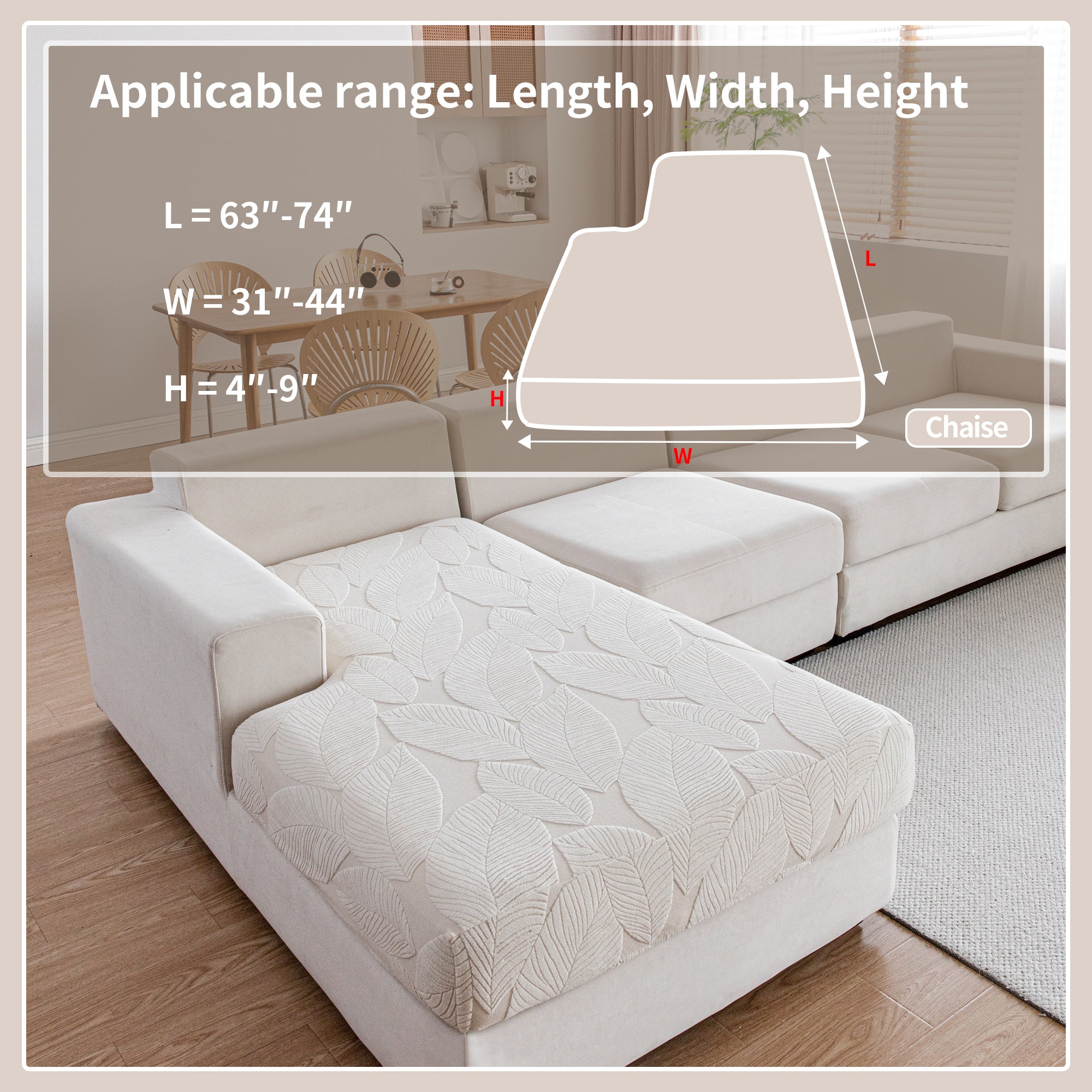 OHSIO Couch Covers for Sectional Sofa, Washable Stretch Soft Sofa Cushion Covers L Shape Sofa Slipcovers Anti Slip Furniture Decor Protector for Pets