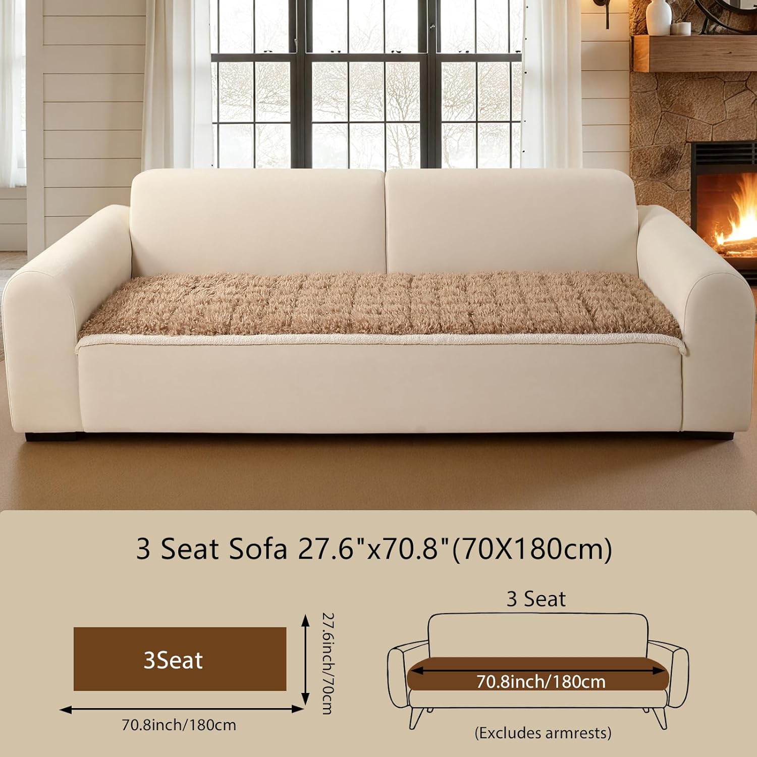 OHSIO Teddy Fleece Non-Slip Pet Couch Cover - sofa fit and coverage
