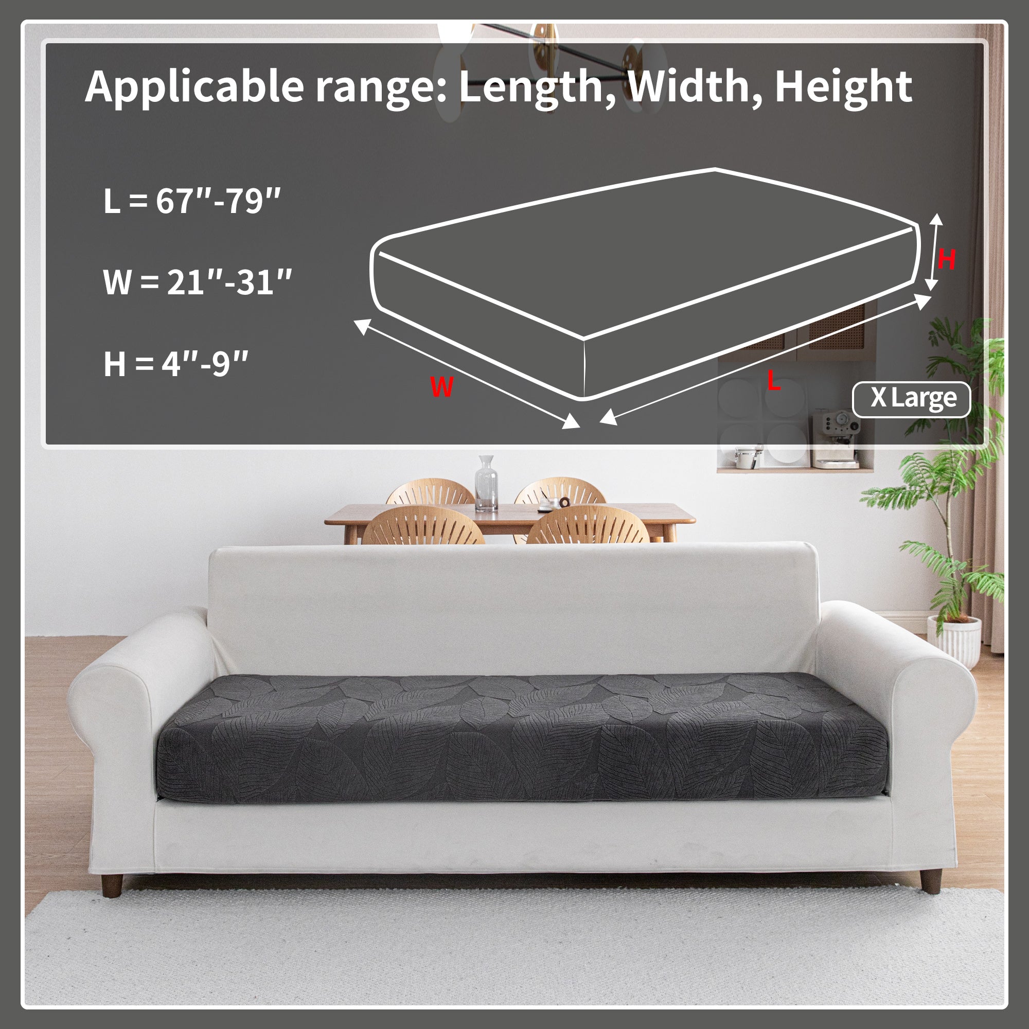 OHSIO Couch Covers for Sectional Sofa, Washable Stretch Soft Sofa Cushion Covers L Shape Sofa Slipcovers Anti Slip Furniture Decor Protector for Pets