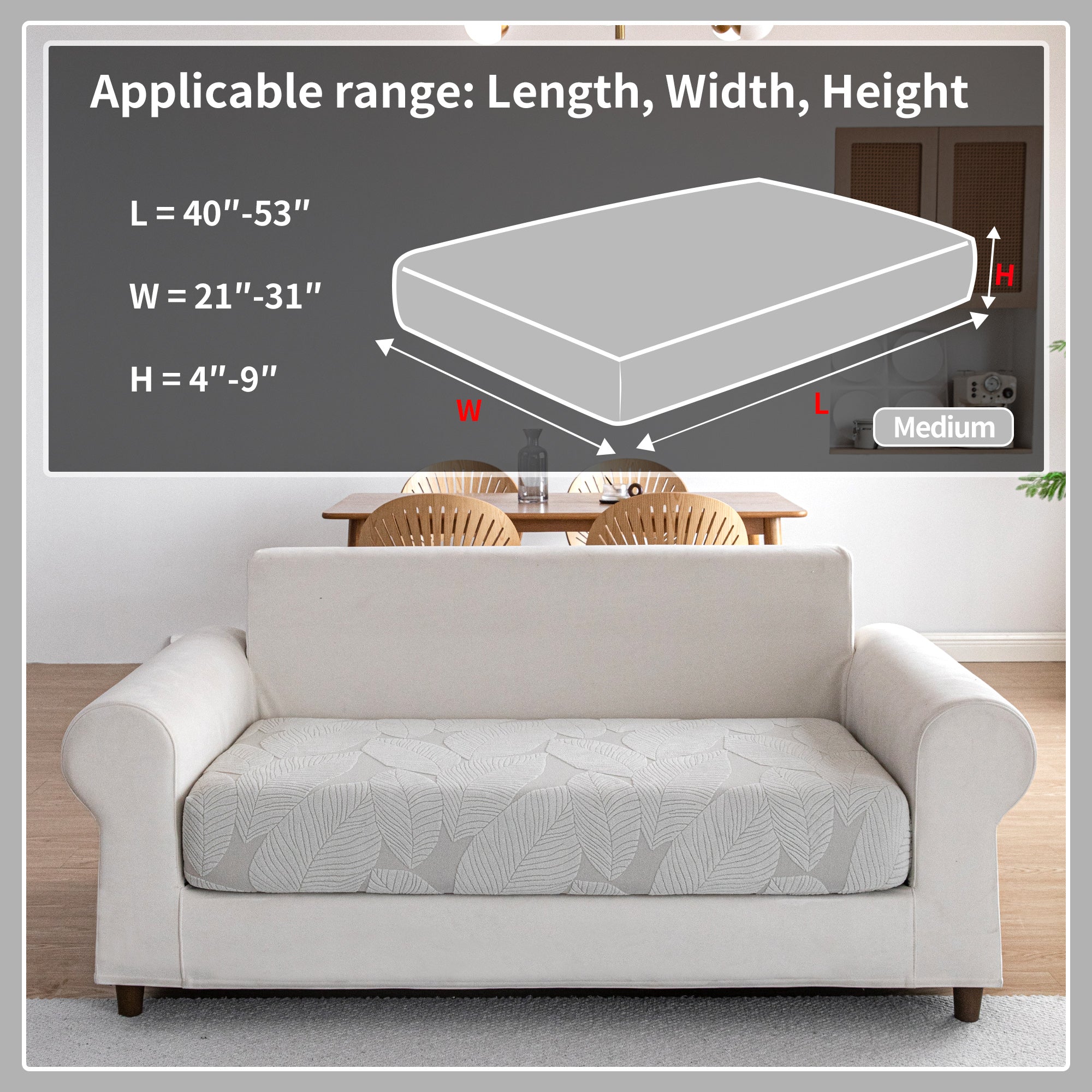 OHSIO Couch Covers for Sectional Sofa, Washable Stretch Soft Sofa Cushion Covers L Shape Sofa Slipcovers Anti Slip Furniture Decor Protector for Pets