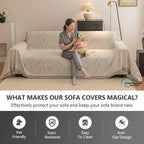 OHSIO Liujin Plush Jacquard Sofa Throw Cover – Non-Slip Washable Couch Protector
