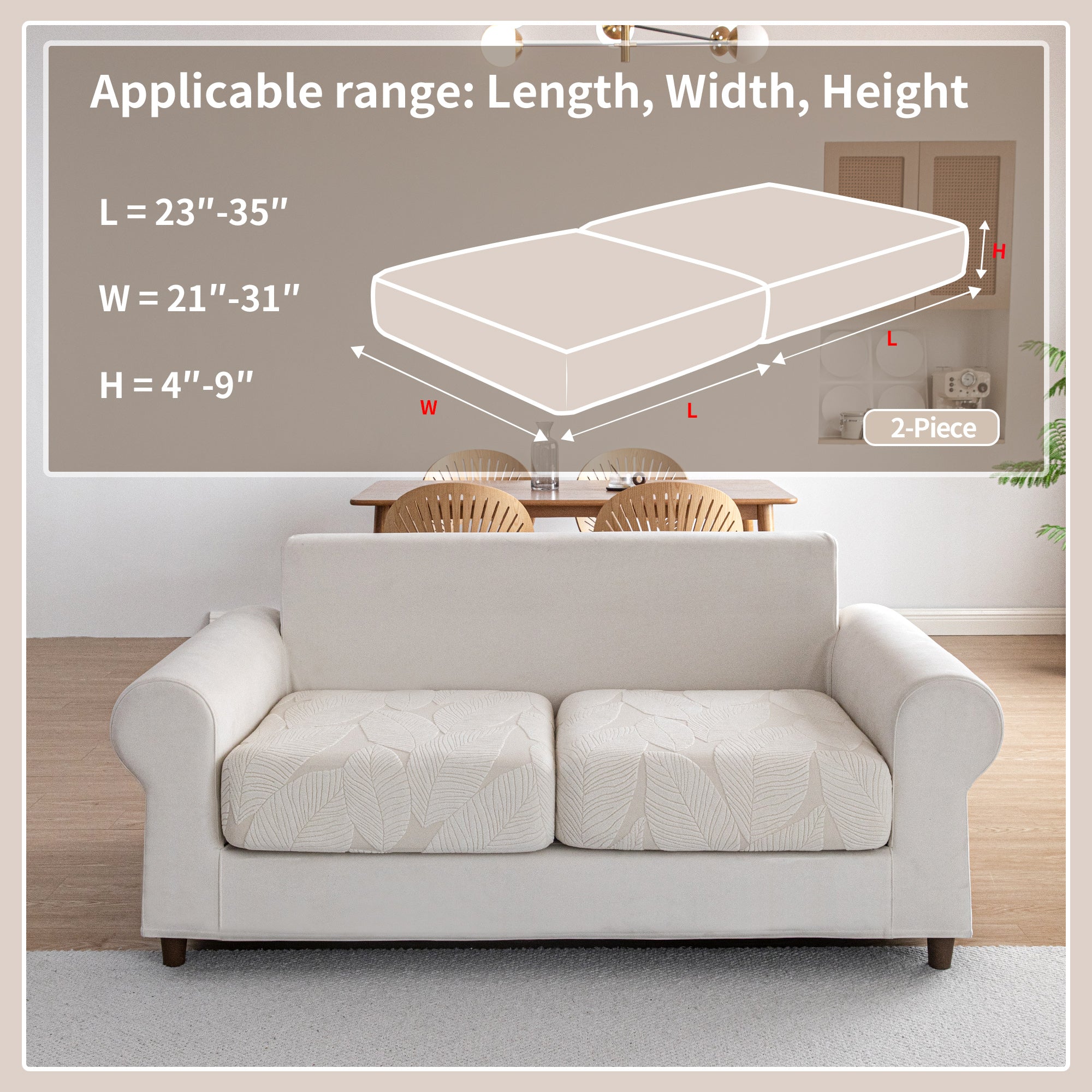 OHSIO Couch Covers for Sectional Sofa, Washable Stretch Soft Sofa Cushion Covers L Shape Sofa Slipcovers Anti Slip Furniture Decor Protector for Pets