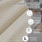 OHSIO Couch Cushion Covers, Comfort Soft Magic Sofa Covers Washable Stretch Resistant Slipcovers for Sectional and L Shaped Seats Furniture Protectors for Pets