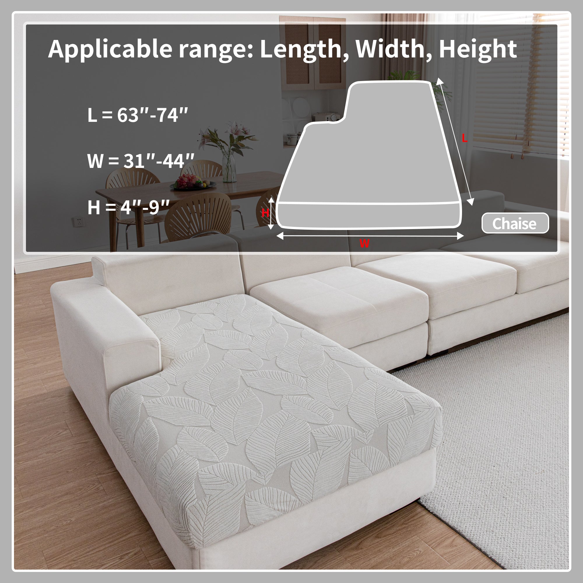 OHSIO Couch Covers for Sectional Sofa, Washable Stretch Soft Sofa Cushion Covers L Shape Sofa Slipcovers Anti Slip Furniture Decor Protector for Pets