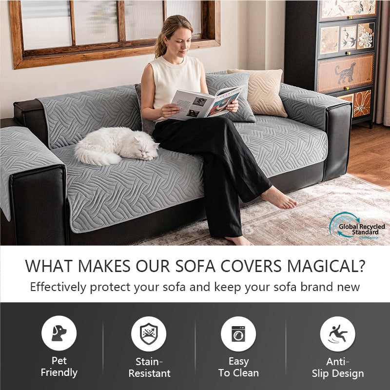OHSIO Wave Quilted Recycled Fleece Sofa Cover - size and measurement guide