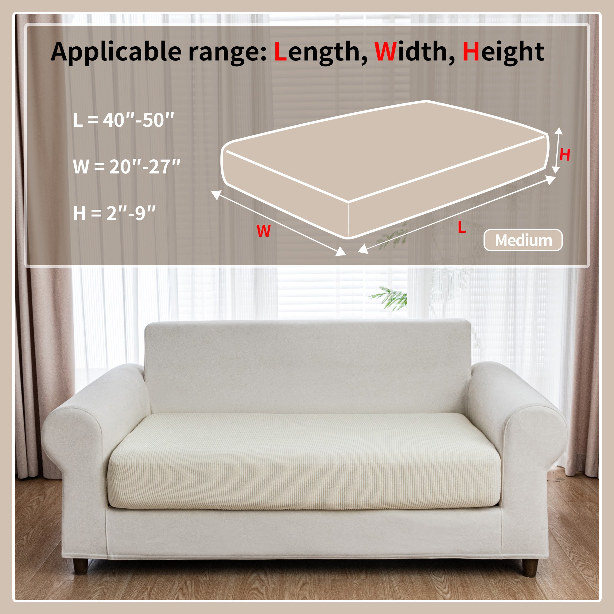 OHSIO Couch Cushion Covers, Comfort Soft Magic Sofa Covers Washable Stretch Resistant Slipcovers for Sectional and L Shaped Seats Furniture Protectors for Pets