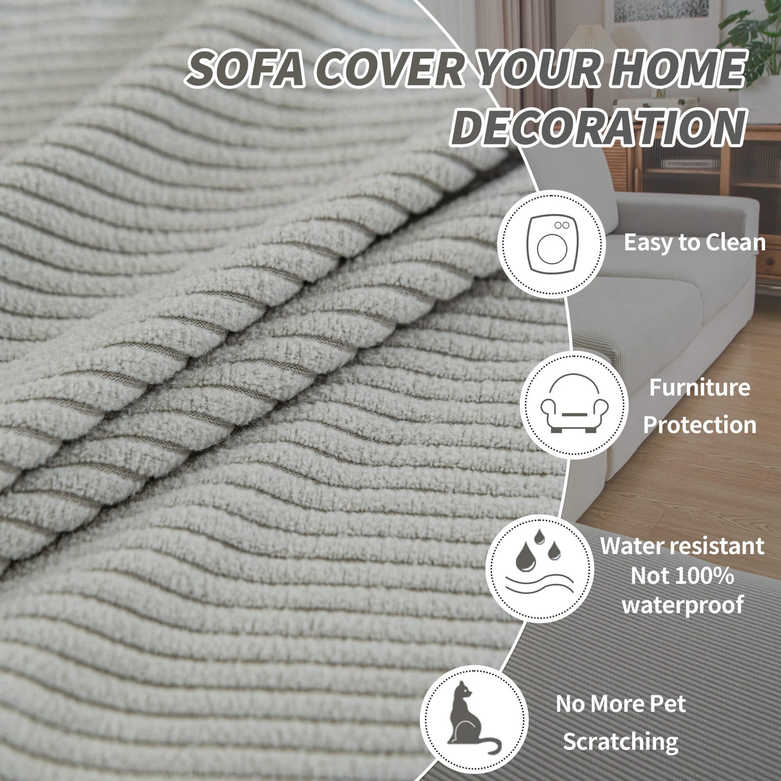 OHSIO Water-Resistant Stretch Modular Cushion Cover - sofa fit and coverage