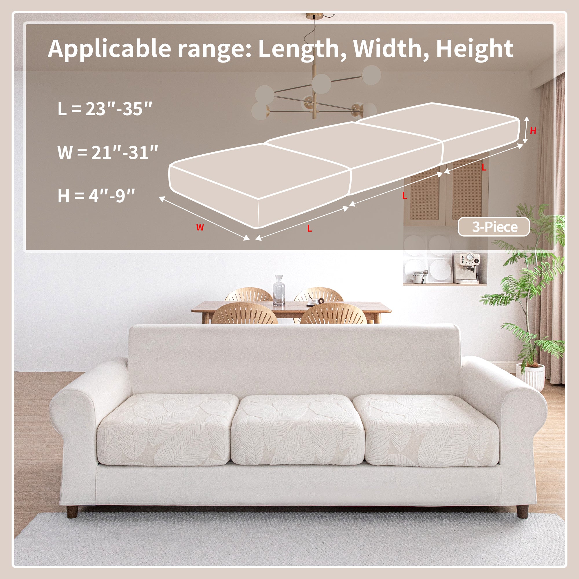 OHSIO Couch Covers for Sectional Sofa, Washable Stretch Soft Sofa Cushion Covers L Shape Sofa Slipcovers Anti Slip Furniture Decor Protector for Pets