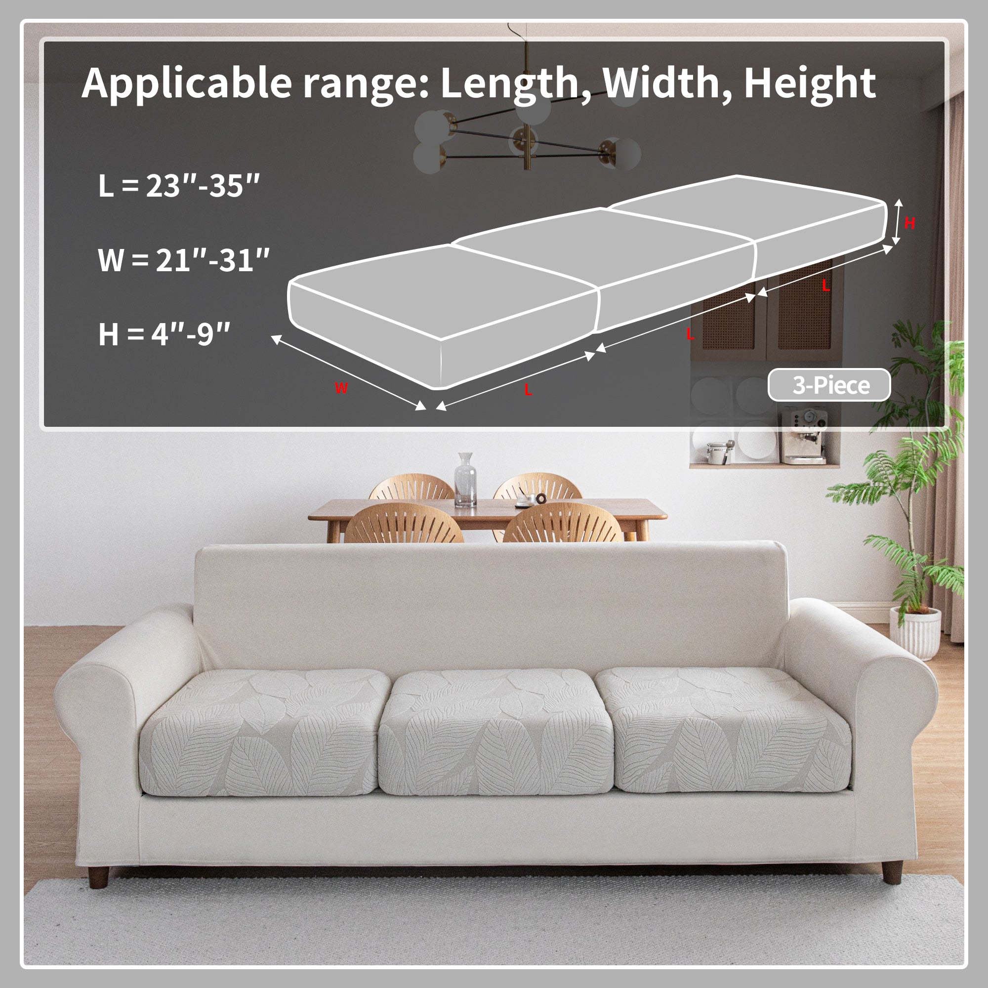 OHSIO Couch Covers for Sectional Sofa, Washable Stretch Soft Sofa Cushion Covers L Shape Sofa Slipcovers Anti Slip Furniture Decor Protector for Pets