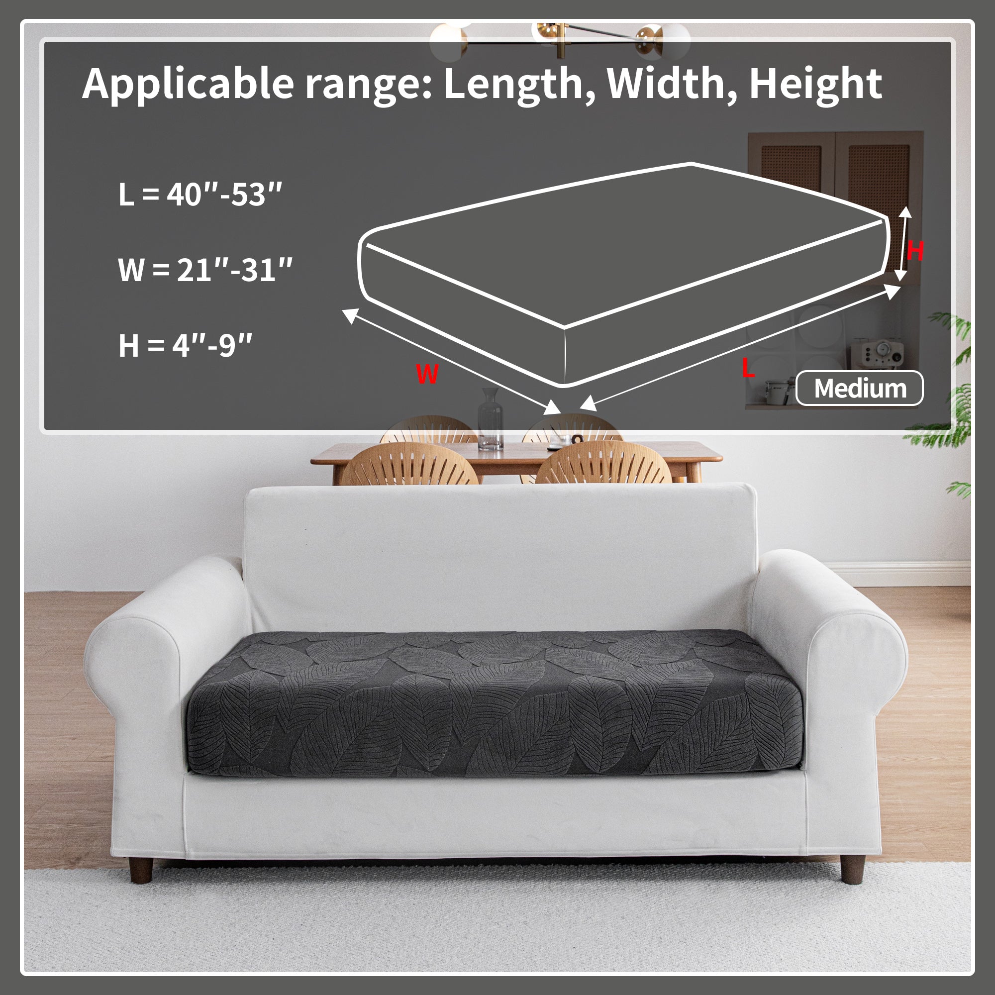 OHSIO Couch Covers for Sectional Sofa, Washable Stretch Soft Sofa Cushion Covers L Shape Sofa Slipcovers Anti Slip Furniture Decor Protector for Pets