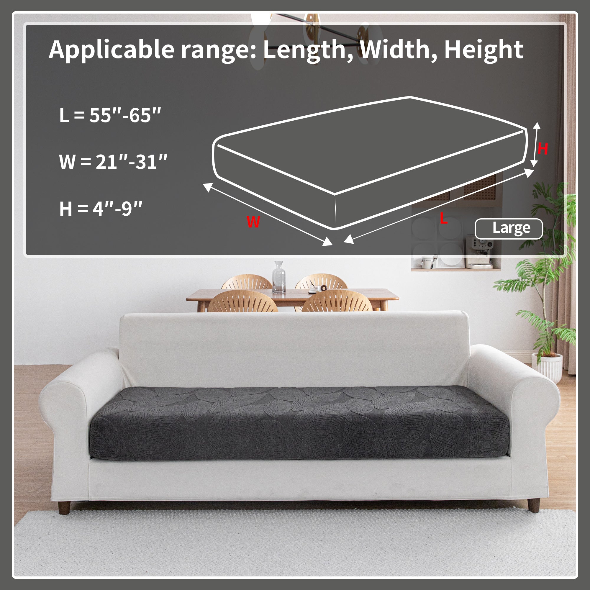 OHSIO Couch Covers for Sectional Sofa, Washable Stretch Soft Sofa Cushion Covers L Shape Sofa Slipcovers Anti Slip Furniture Decor Protector for Pets