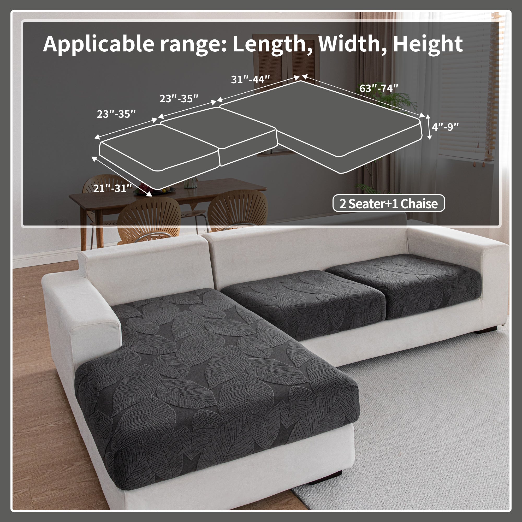 OHSIO Couch Covers for Sectional Sofa, Washable Stretch Soft Sofa Cushion Covers L Shape Sofa Slipcovers Anti Slip Furniture Decor Protector for Pets