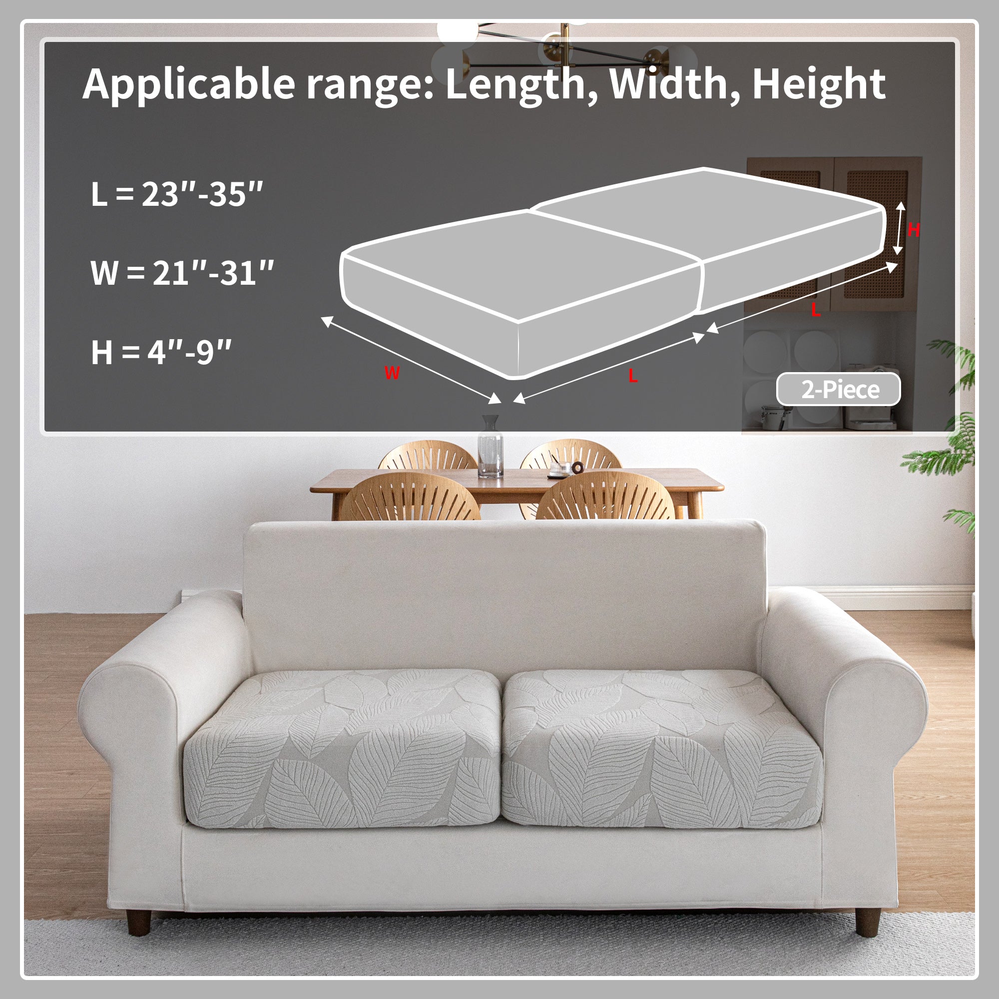 OHSIO Couch Covers for Sectional Sofa, Washable Stretch Soft Sofa Cushion Covers L Shape Sofa Slipcovers Anti Slip Furniture Decor Protector for Pets