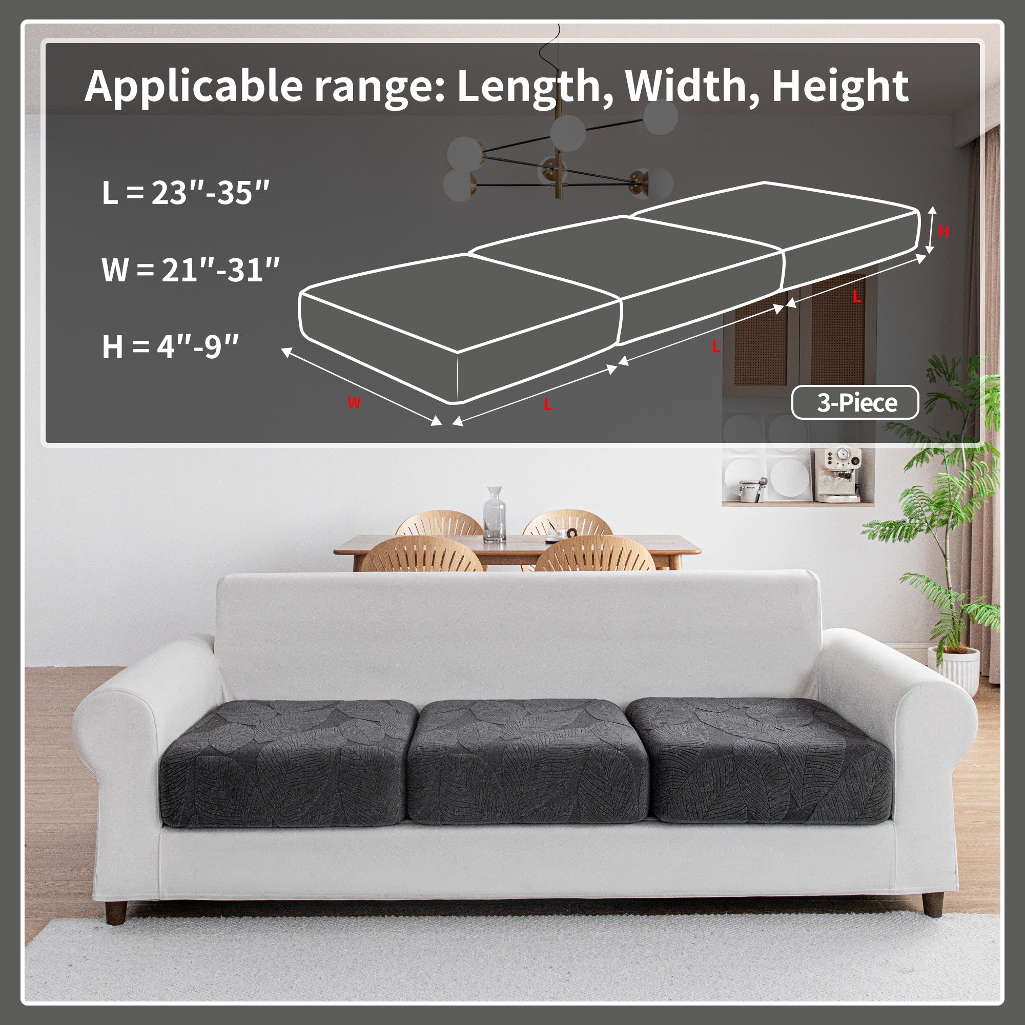 OHSIO Couch Covers for Sectional Sofa, Washable Stretch Soft Sofa Cushion Covers L Shape Sofa Slipcovers Anti Slip Furniture Decor Protector for Pets