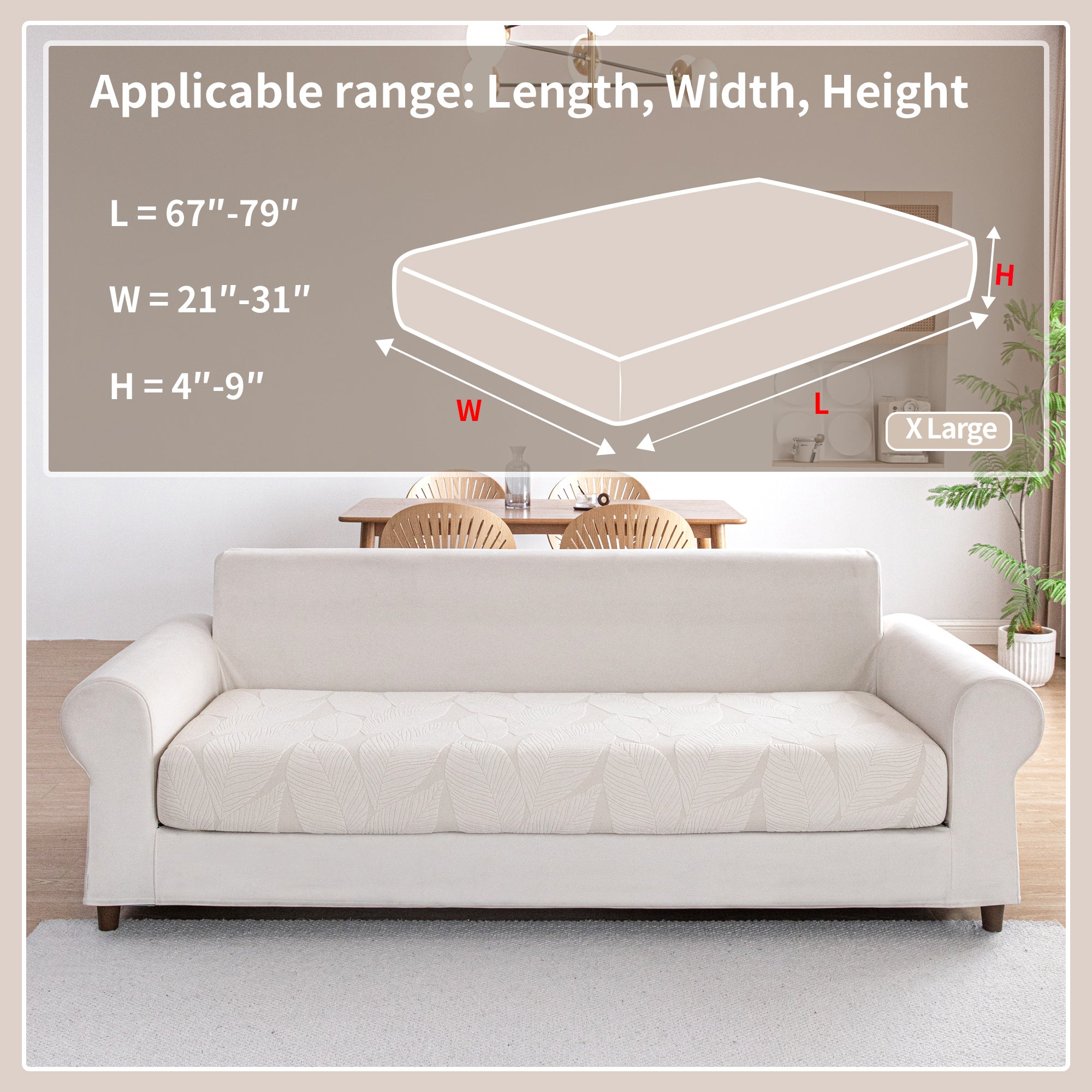 OHSIO Couch Covers for Sectional Sofa, Washable Stretch Soft Sofa Cushion Covers L Shape Sofa Slipcovers Anti Slip Furniture Decor Protector for Pets