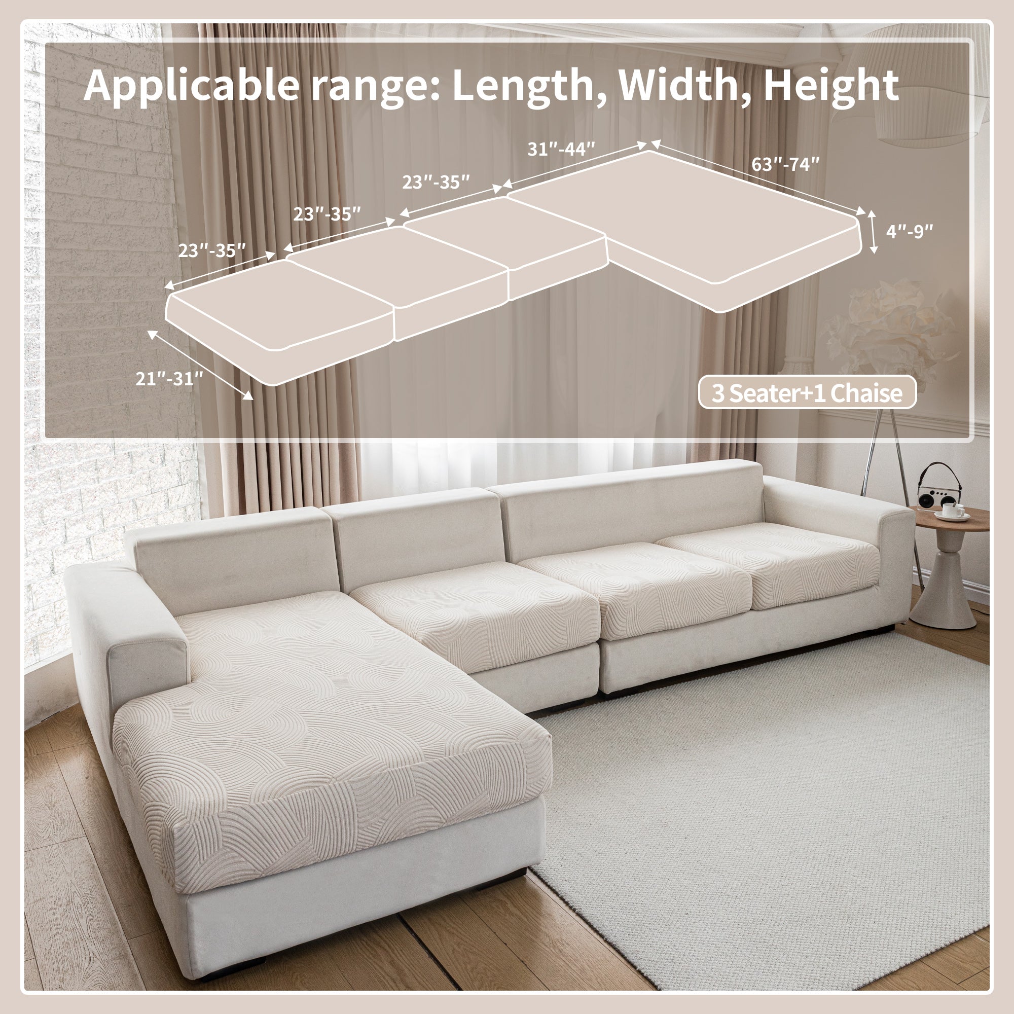 OHSIO Couch Cushion Covers for Sectional and L Shaped Sofa, Stretch Soft Sofa Covers Washable Wear Resistant Slipcovers Furniture Protector Pet-Friendly