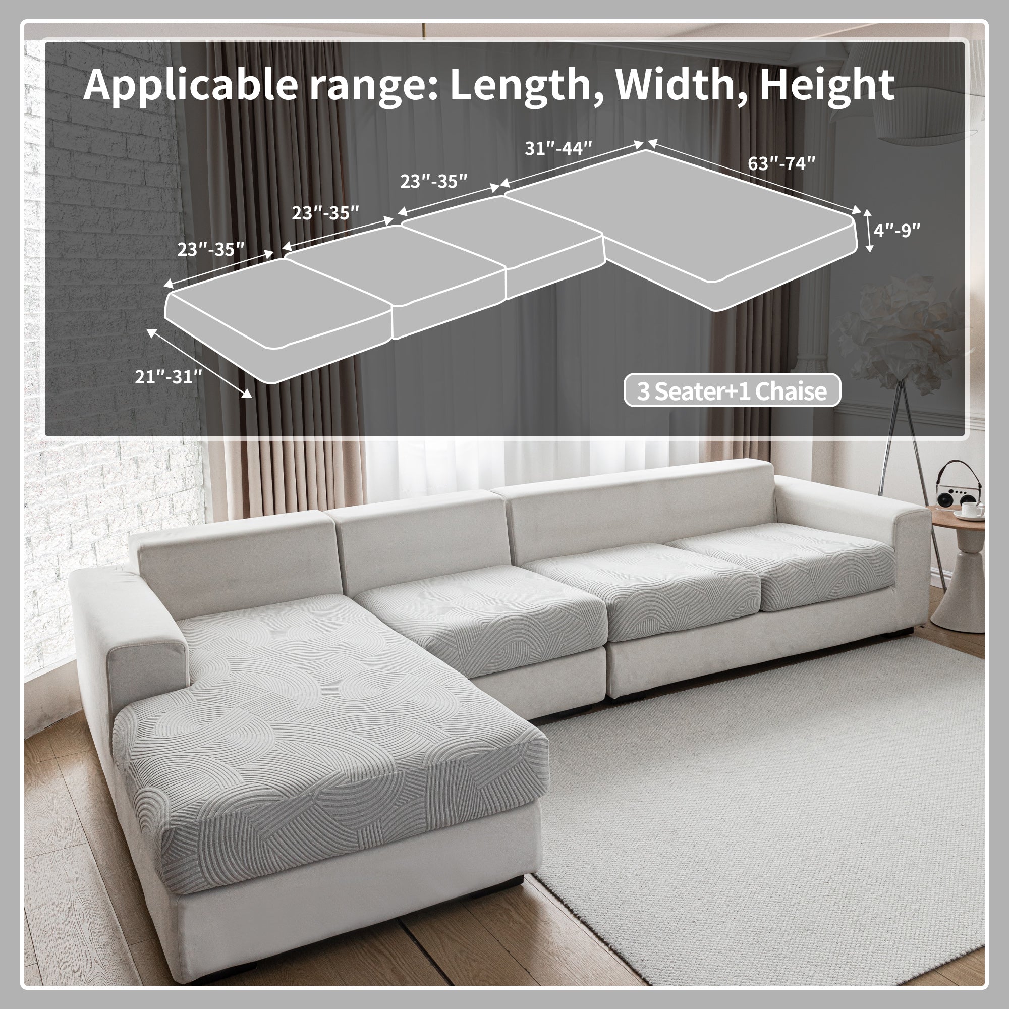 OHSIO Couch Cushion Covers for Sectional and L Shaped Sofa, Stretch Soft Sofa Covers Washable Wear Resistant Slipcovers Furniture Protector Pet-Friendly
