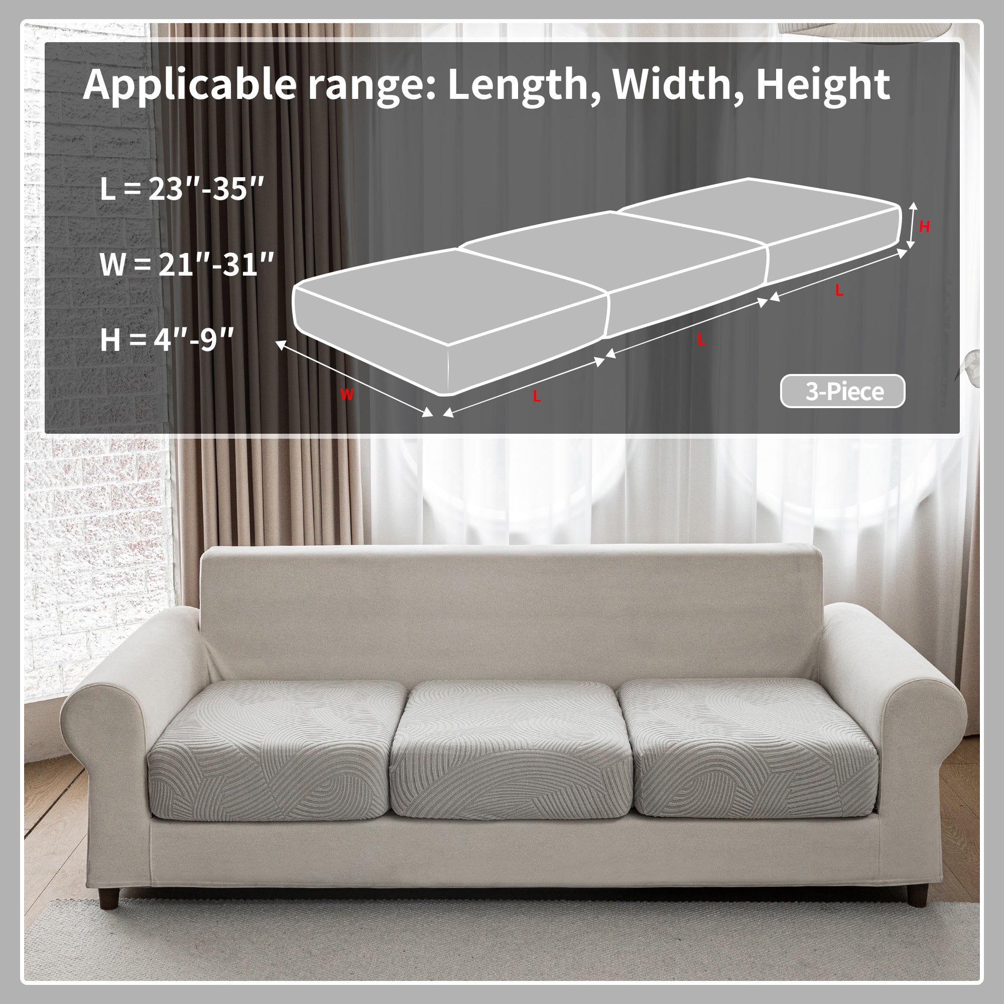 OHSIO Couch Cushion Covers for Sectional and L Shaped Sofa, Stretch Soft Sofa Covers Washable Wear Resistant Slipcovers Furniture Protector Pet-Friendly