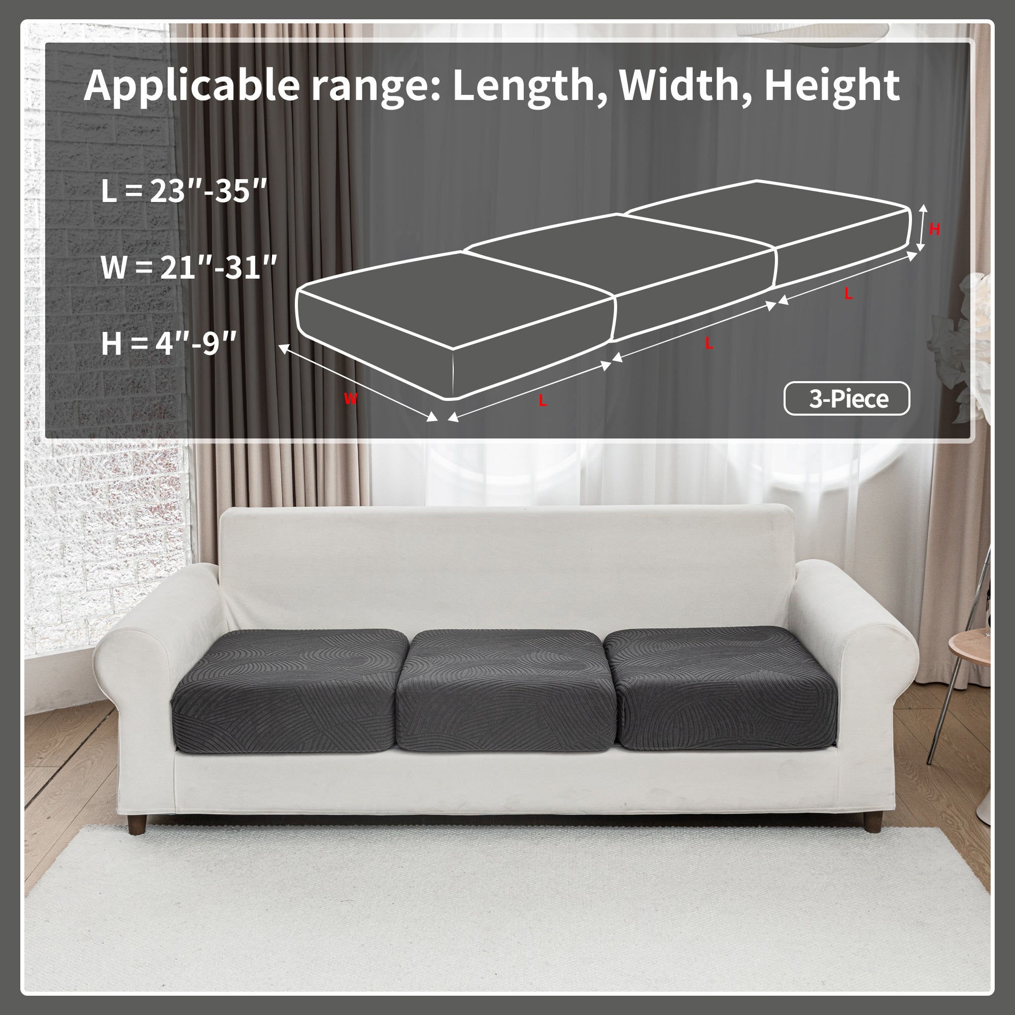 OHSIO Couch Cushion Covers for Sectional and L Shaped Sofa, Stretch Soft Sofa Covers Washable Wear Resistant Slipcovers Furniture Protector Pet-Friendly
