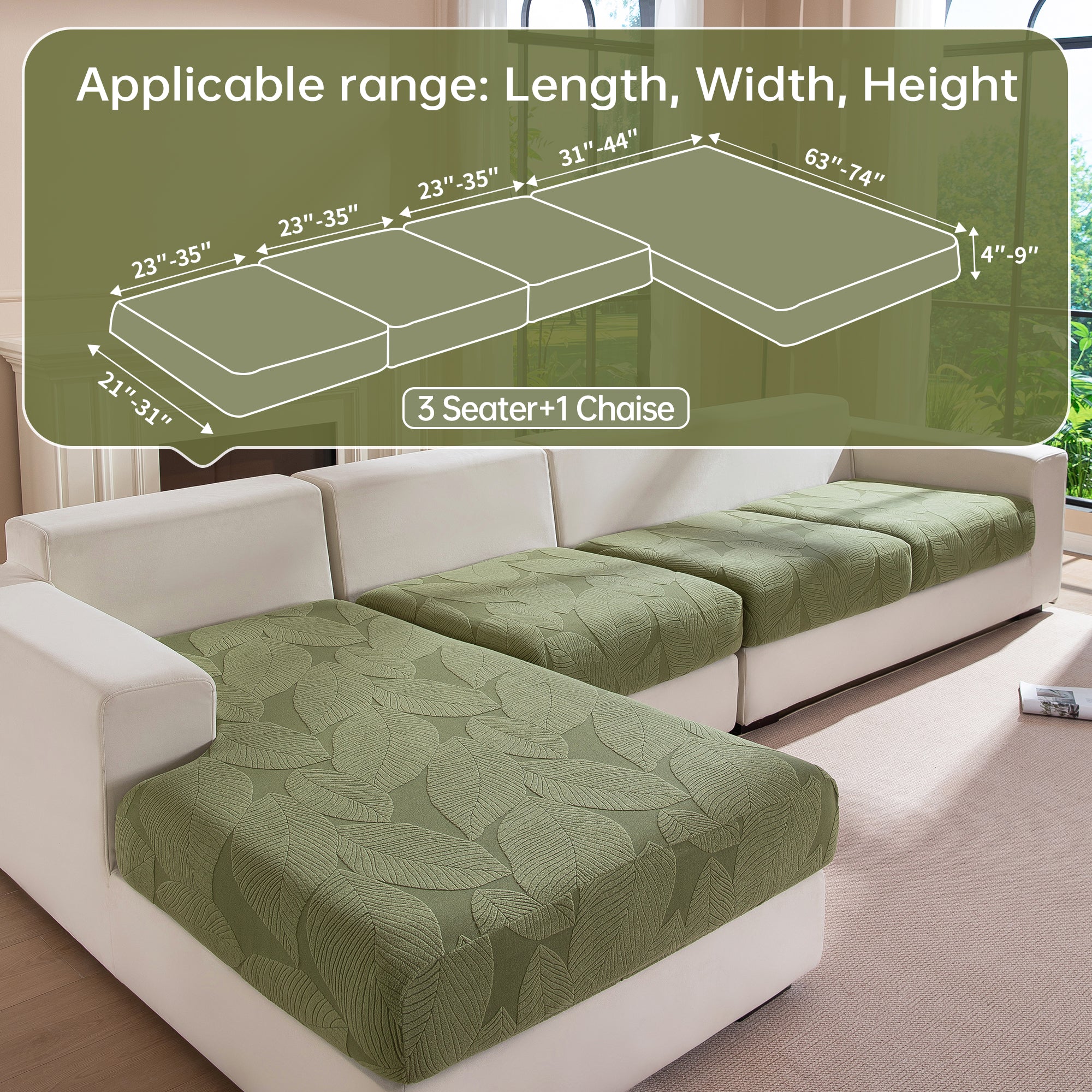 OHSIO Couch Covers for Sectional Sofa, Washable Stretch Soft Sofa Cushion Covers L Shape Sofa Slipcovers Anti Slip Furniture Decor Protector for Pets