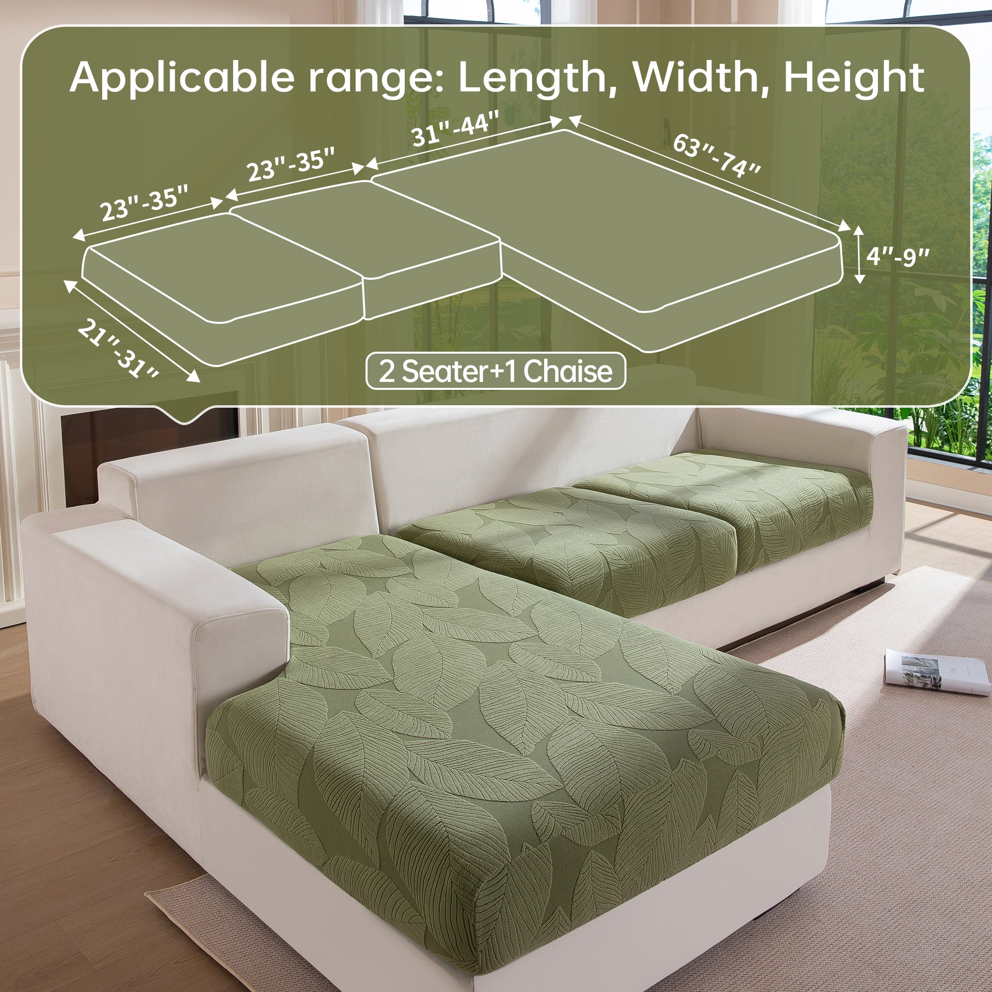 OHSIO Couch Covers for Sectional Sofa, Washable Stretch Soft Sofa Cushion Covers L Shape Sofa Slipcovers Anti Slip Furniture Decor Protector for Pets