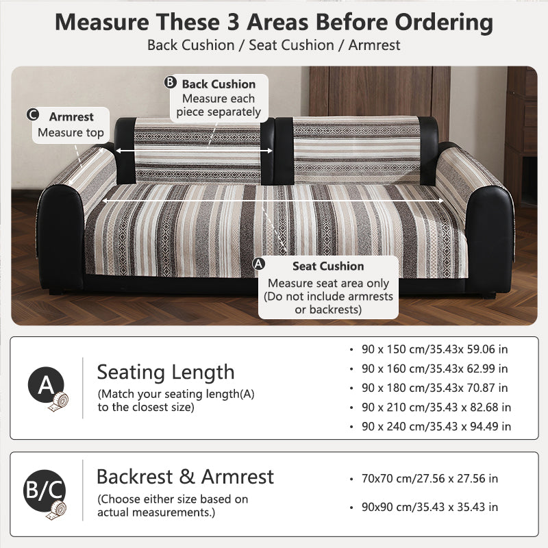 OHSIO 320GSM Wood-Grain Chenille Sofa Cover - machine-washable care