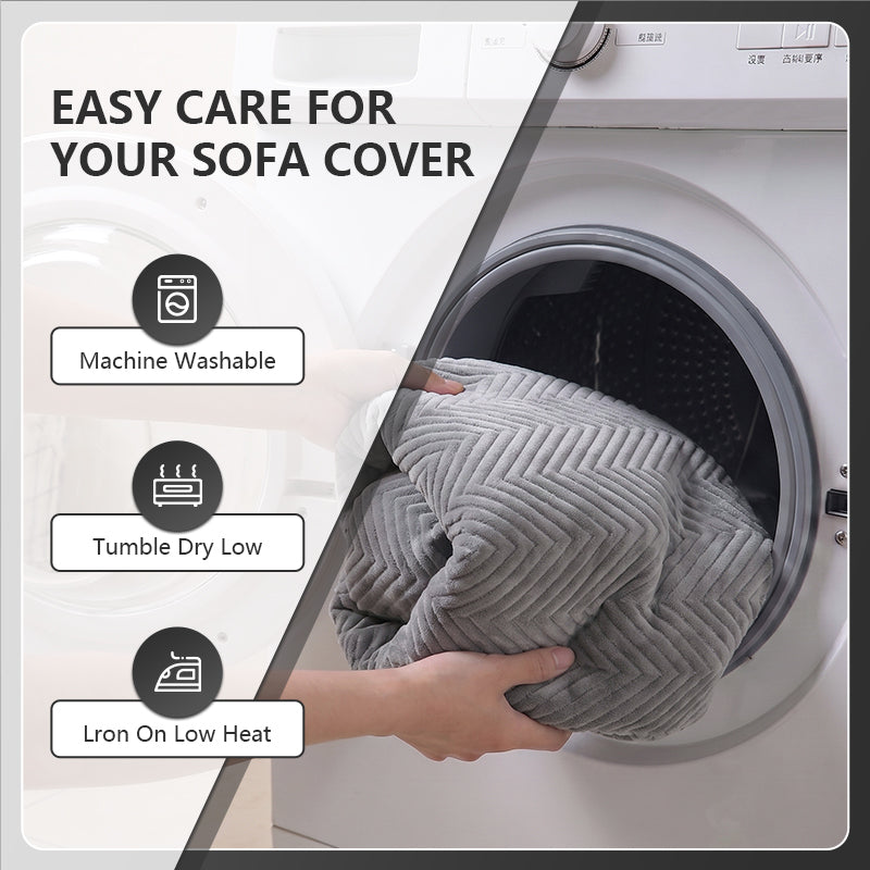 OHSIO Herringbone Recycled Fleece Sofa Cover - machine-washable care