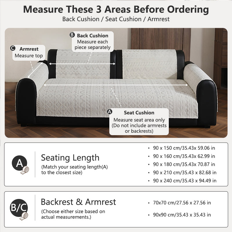 OHSIO 300GSM Geometric Chenille Non-Slip Sofa Cover - machine-washable care
