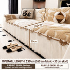 OHSIO Plush Sofa Cover with French Ruffle Skirt & Decorative Bows