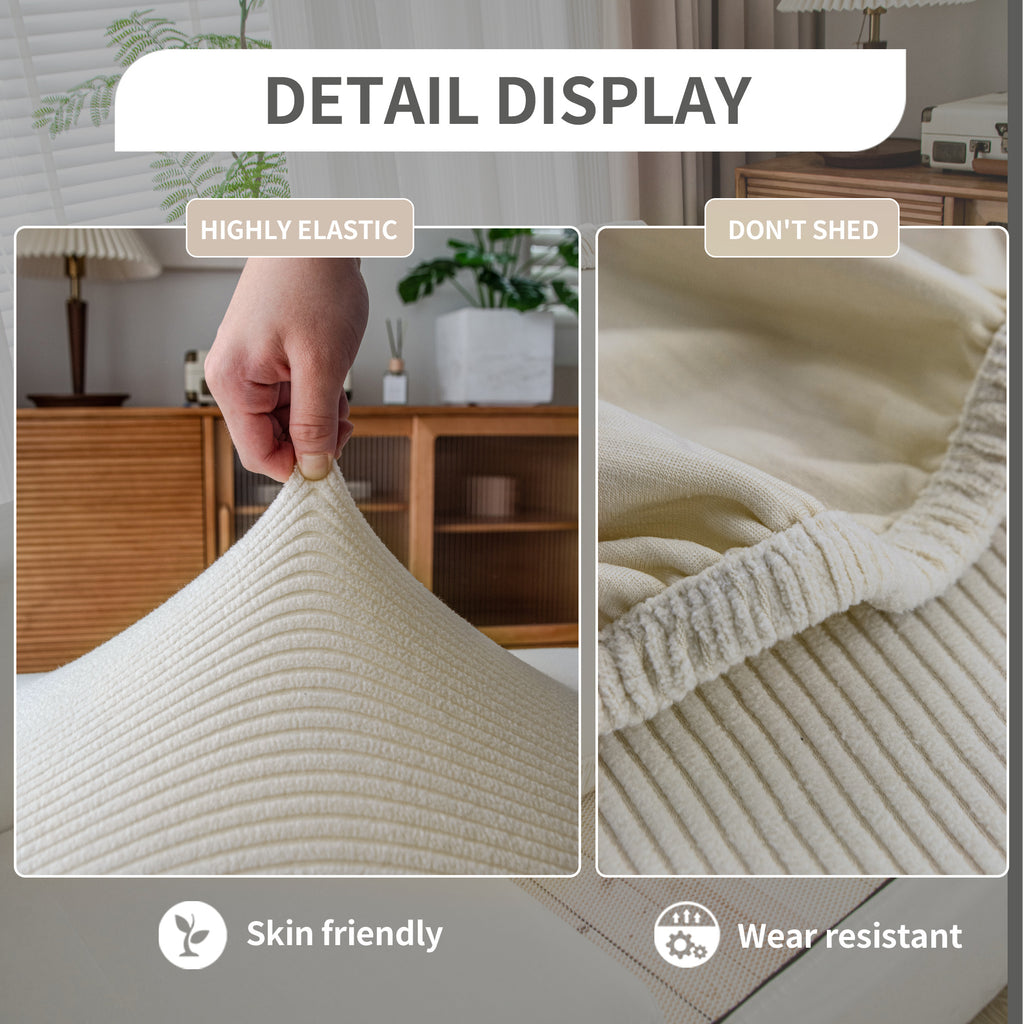 OHSIO Couch Cushion Covers, Comfort Soft Magic Sofa Covers Washable Stretch Resistant Slipcovers for Sectional and L Shaped Seats Furniture Protectors for Pets