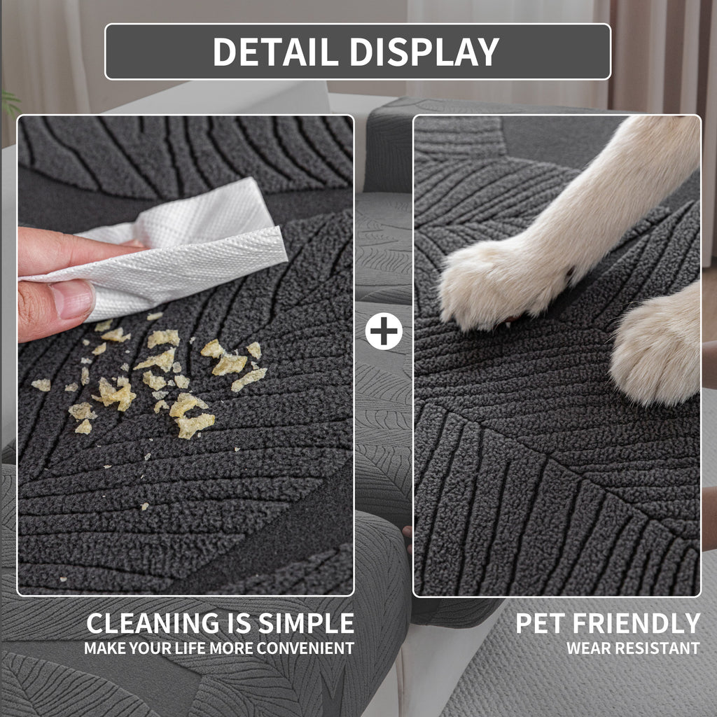 OHSIO Couch Covers for Sectional Sofa, Washable Stretch Soft Sofa Cushion Covers L Shape Sofa Slipcovers Anti Slip Furniture Decor Protector for Pets