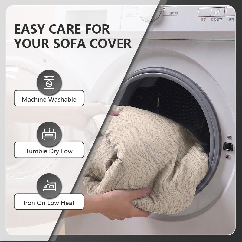 OHSIO Liujin Plush Jacquard Sofa Throw Cover – Non-Slip Washable Couch Protector